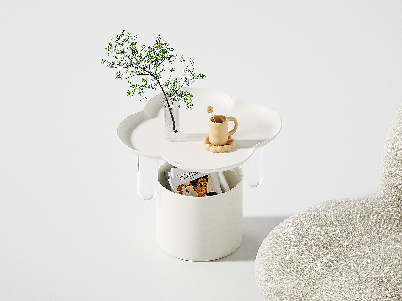 furniture design ，Side table，Cream wind，Cloud edge，