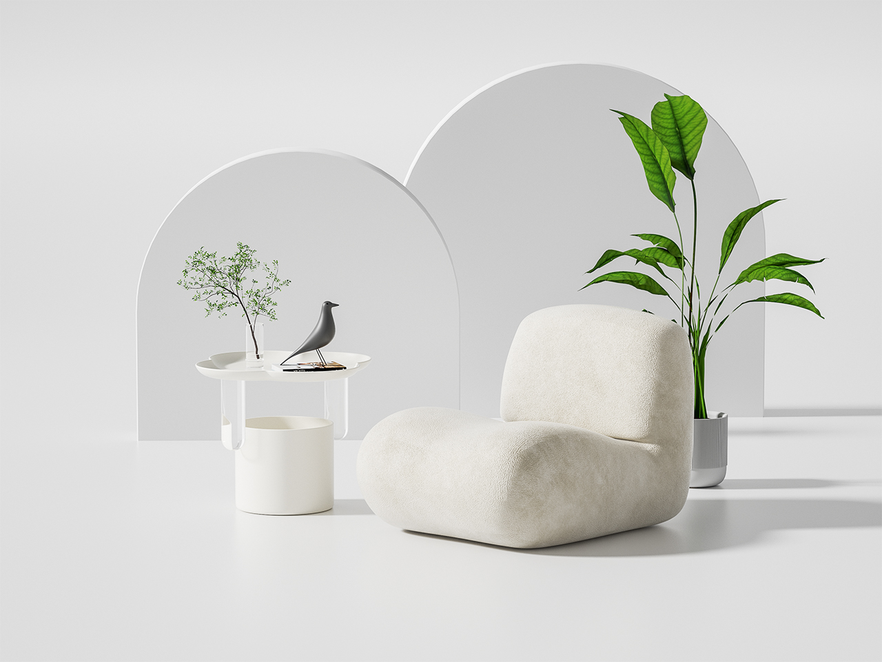 furniture design ，Side table，Cream wind，Cloud edge，