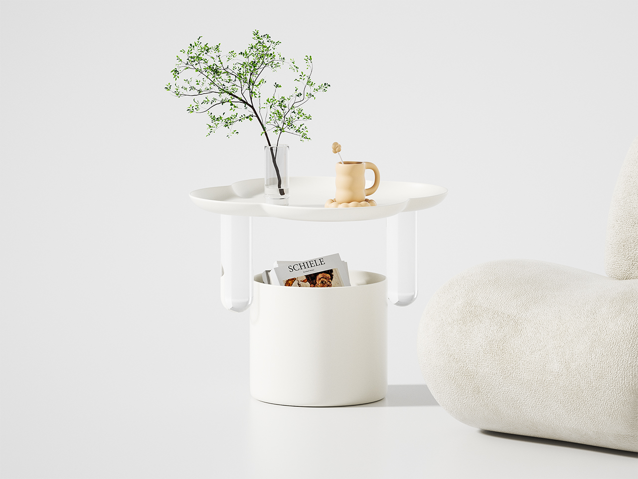 furniture design ，Side table，Cream wind，Cloud edge，