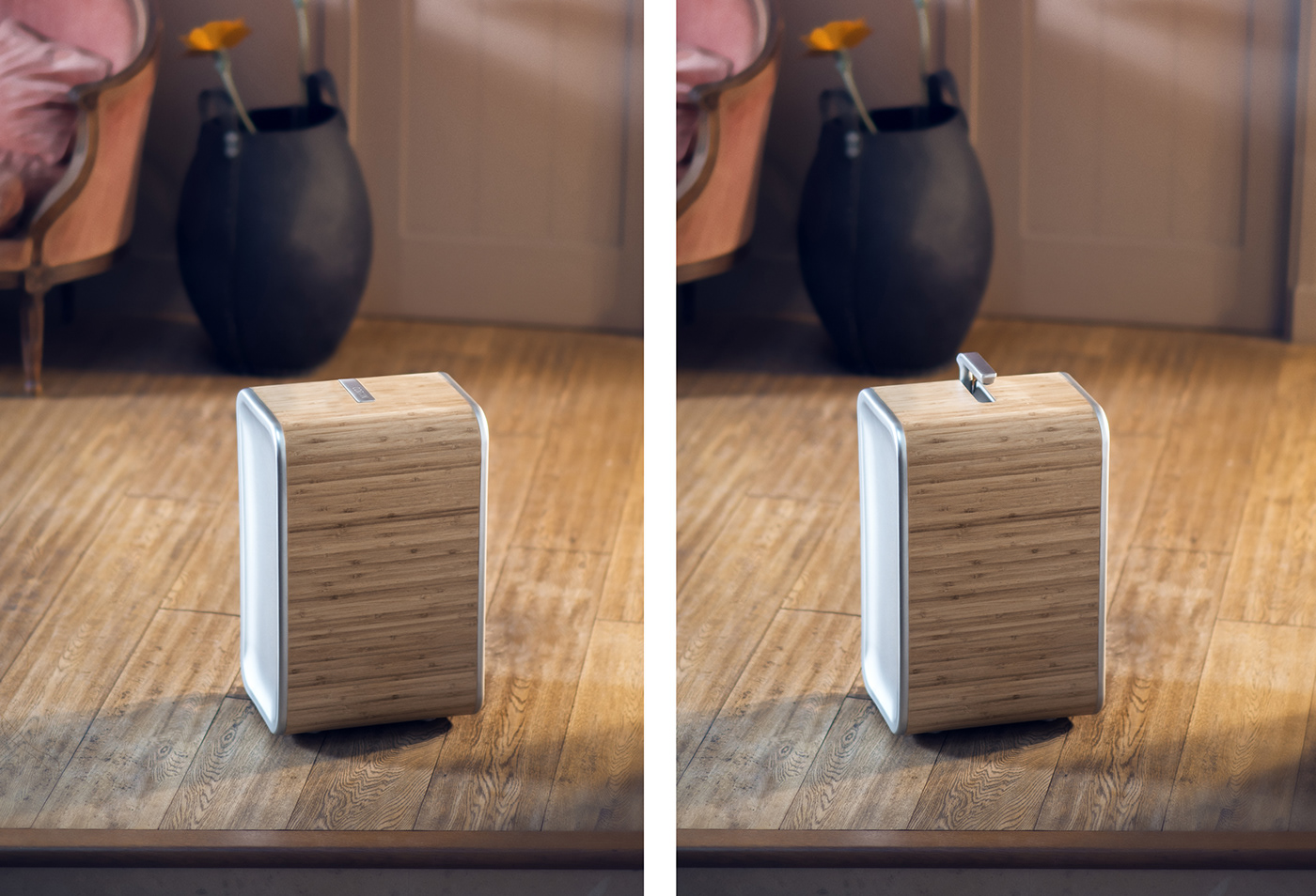 aluminium，suitcase，bamboo，fashion，Minimalism，