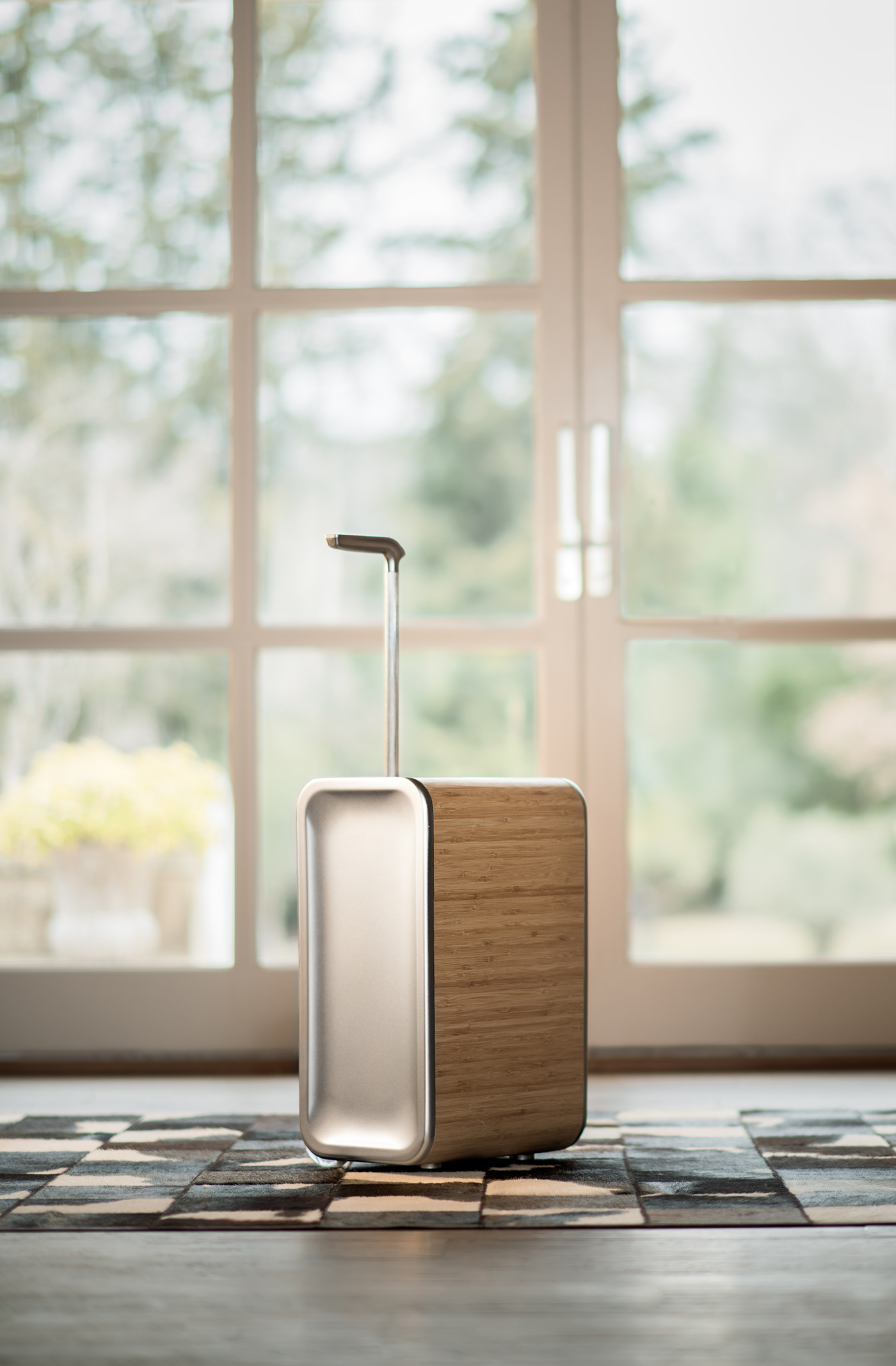 aluminium，suitcase，bamboo，fashion，Minimalism，