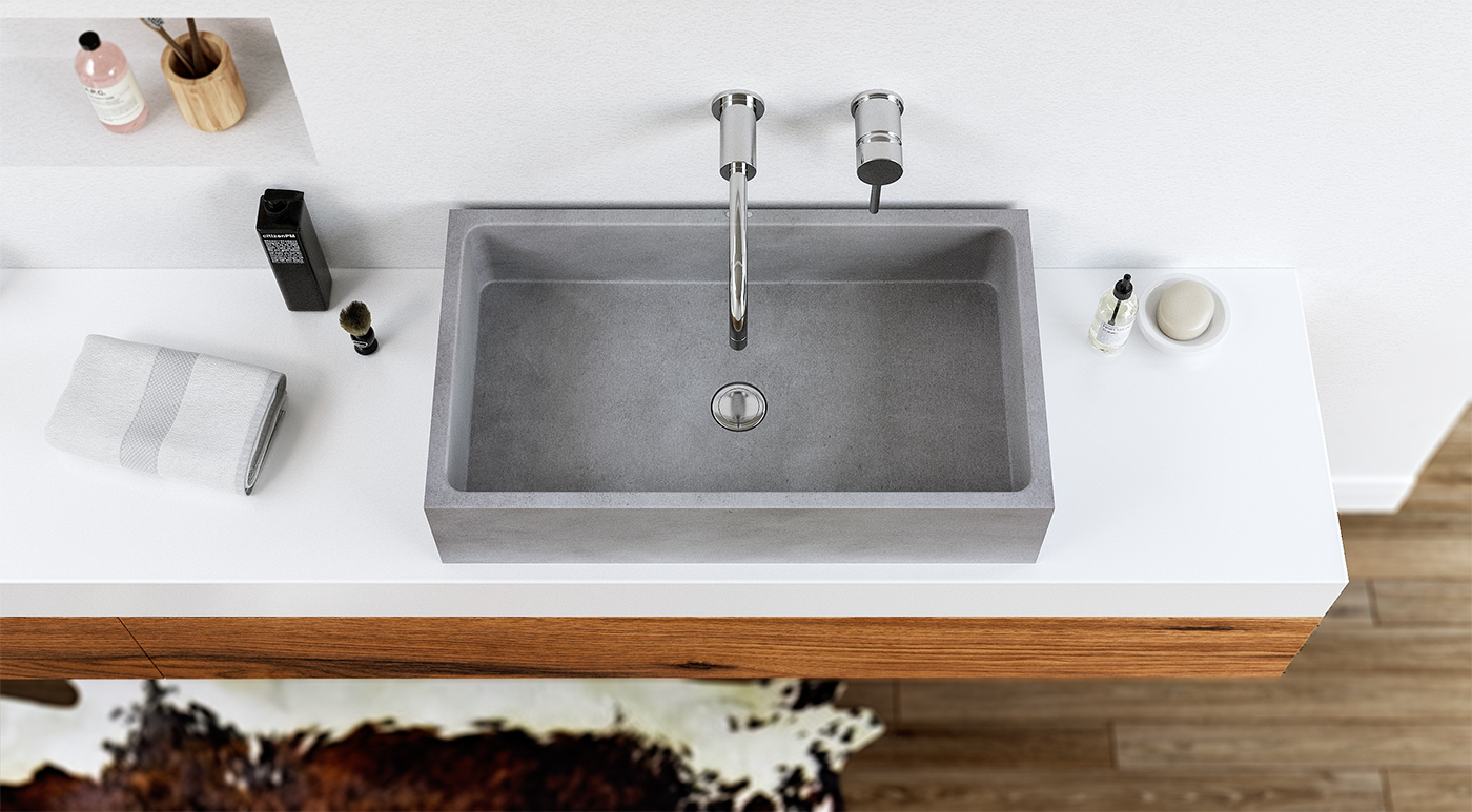 Wash basin，concrete，wood，