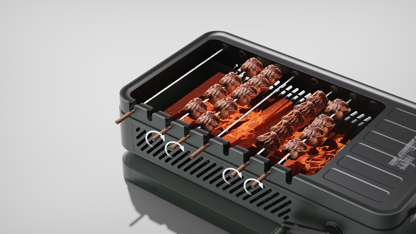 product design，camping，barbecue grill，industrial design，Render，sample reels，