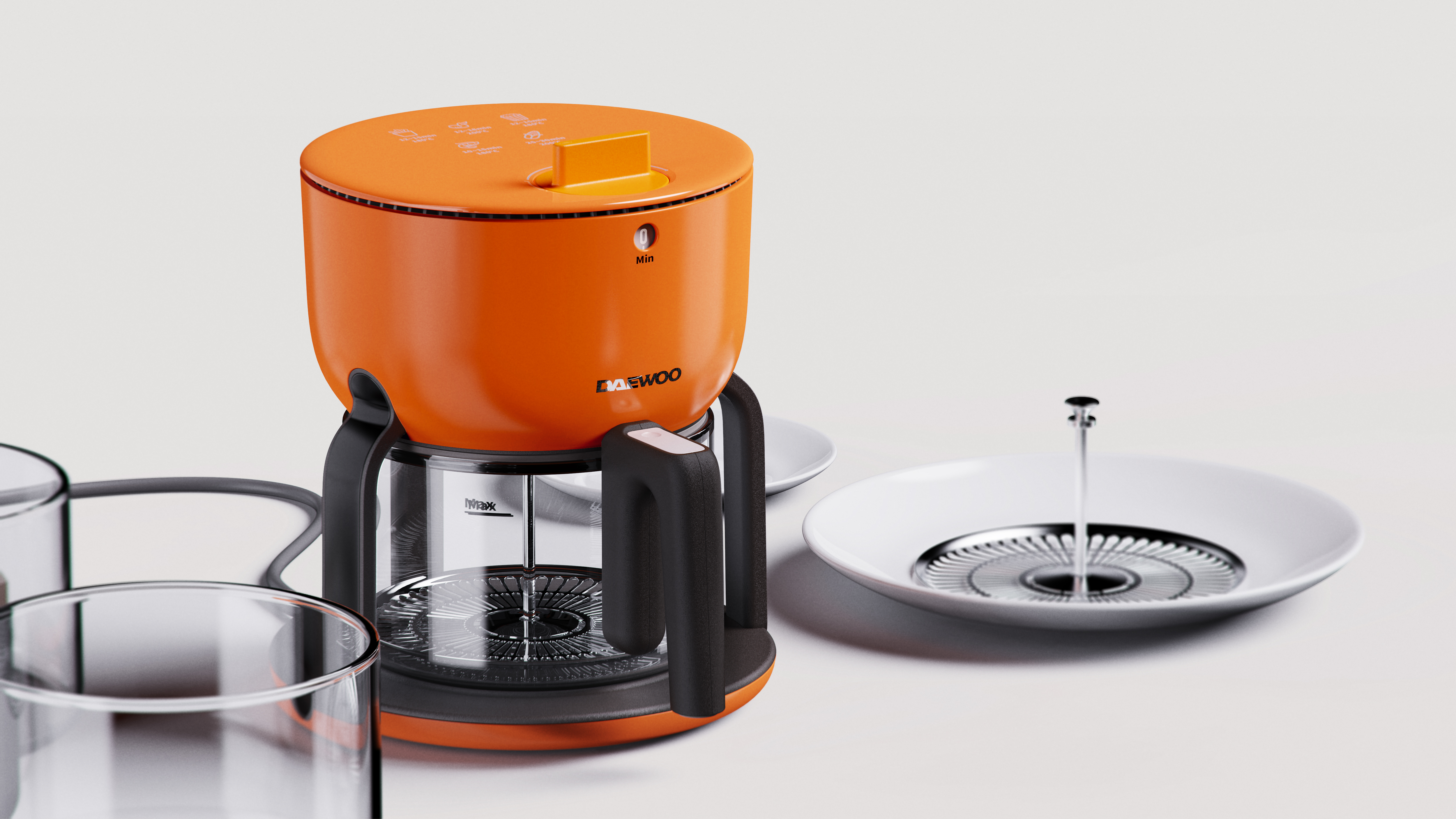 product design，industrial design，Air fryer，Glass，Glass pot，