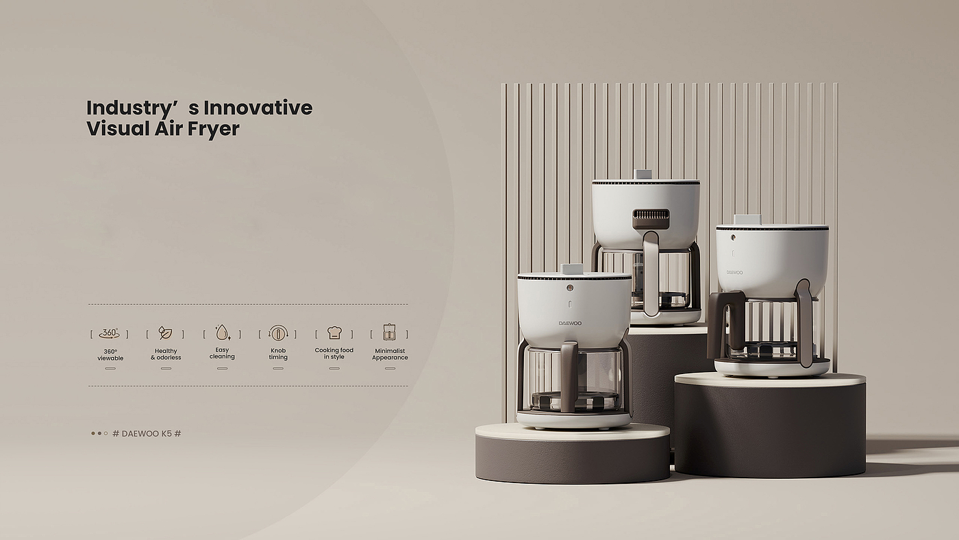 product design，industrial design，Air fryer，Glass，Glass pot，