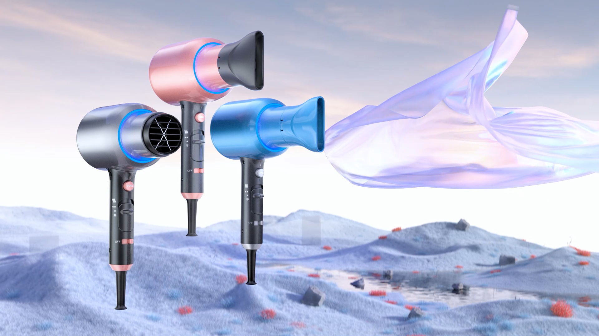 hair drier，Product video，dynamic design ，CG video，