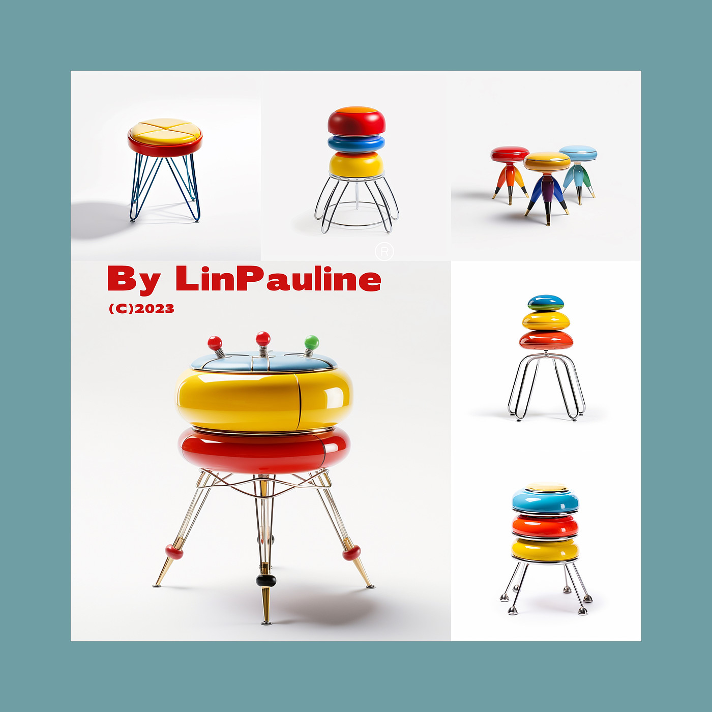 furniture design ，stool，stainless steel，colour，