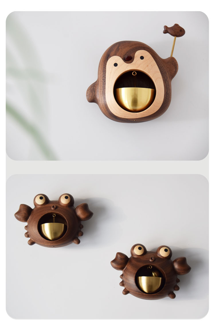 Original design，Solid Wood Crafts，doorbell，Crab，penguin，