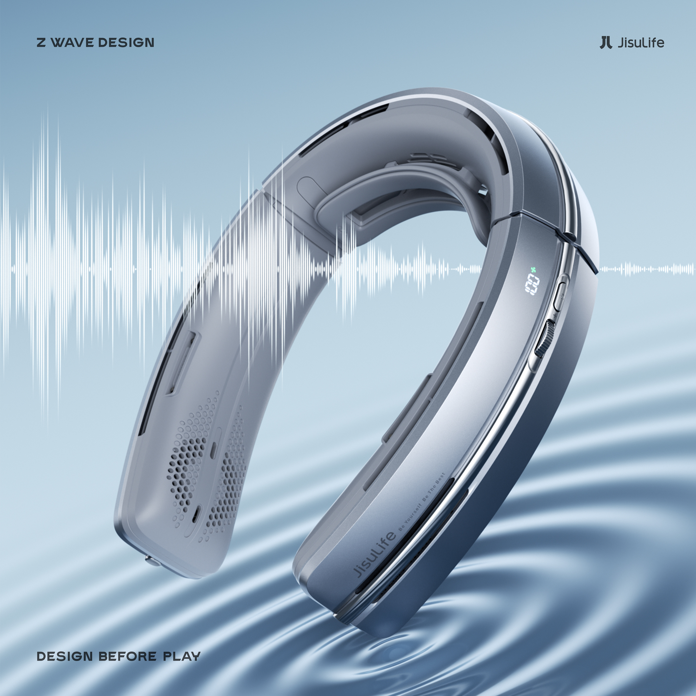 Several elements，Fan，outdoors，negative ion purification，product design，Back wave design，Hanging neck fan，Wearable design，