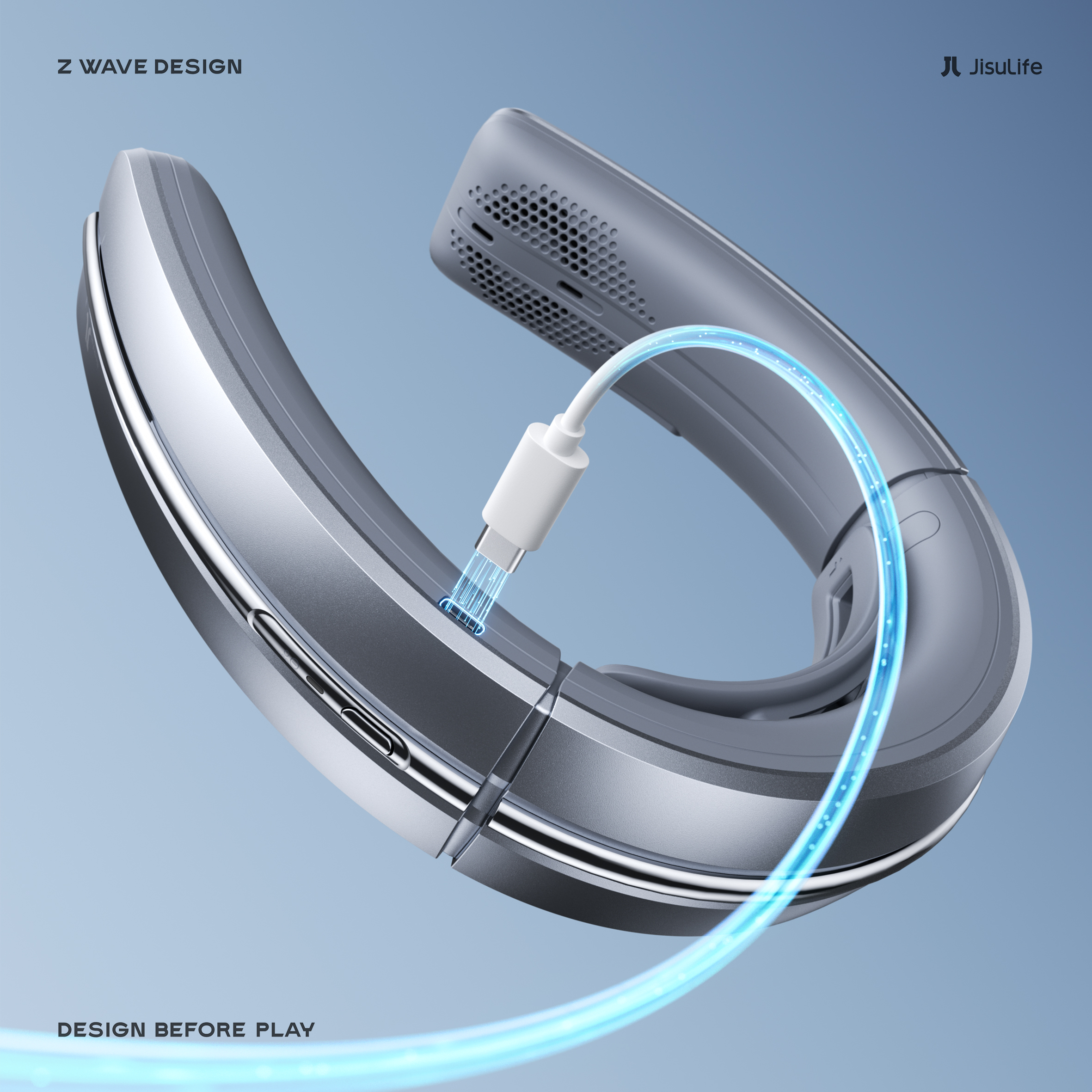 Several elements，Fan，outdoors，negative ion purification，product design，Back wave design，Hanging neck fan，Wearable design，