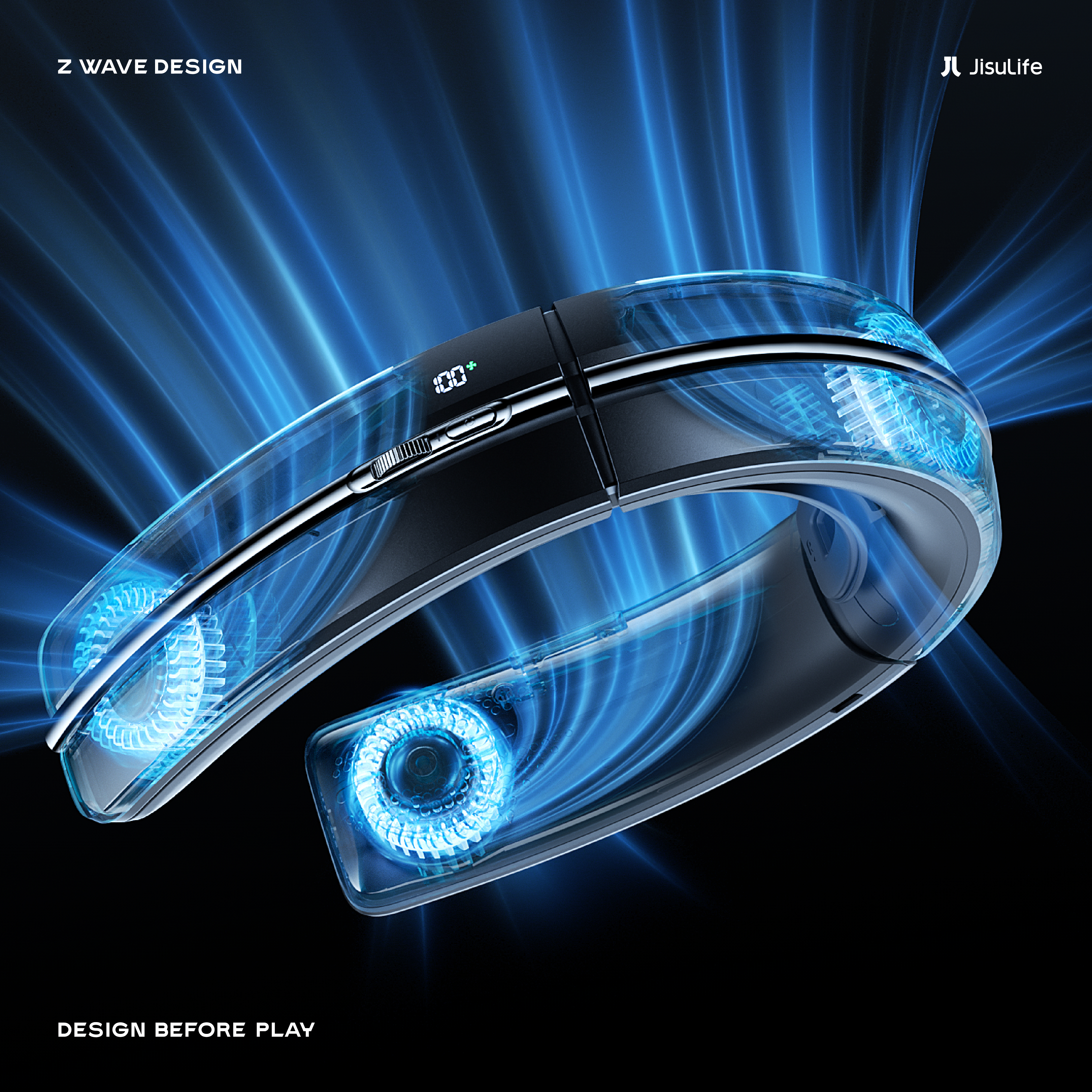 Several elements，Fan，outdoors，negative ion purification，product design，Back wave design，Hanging neck fan，Wearable design，