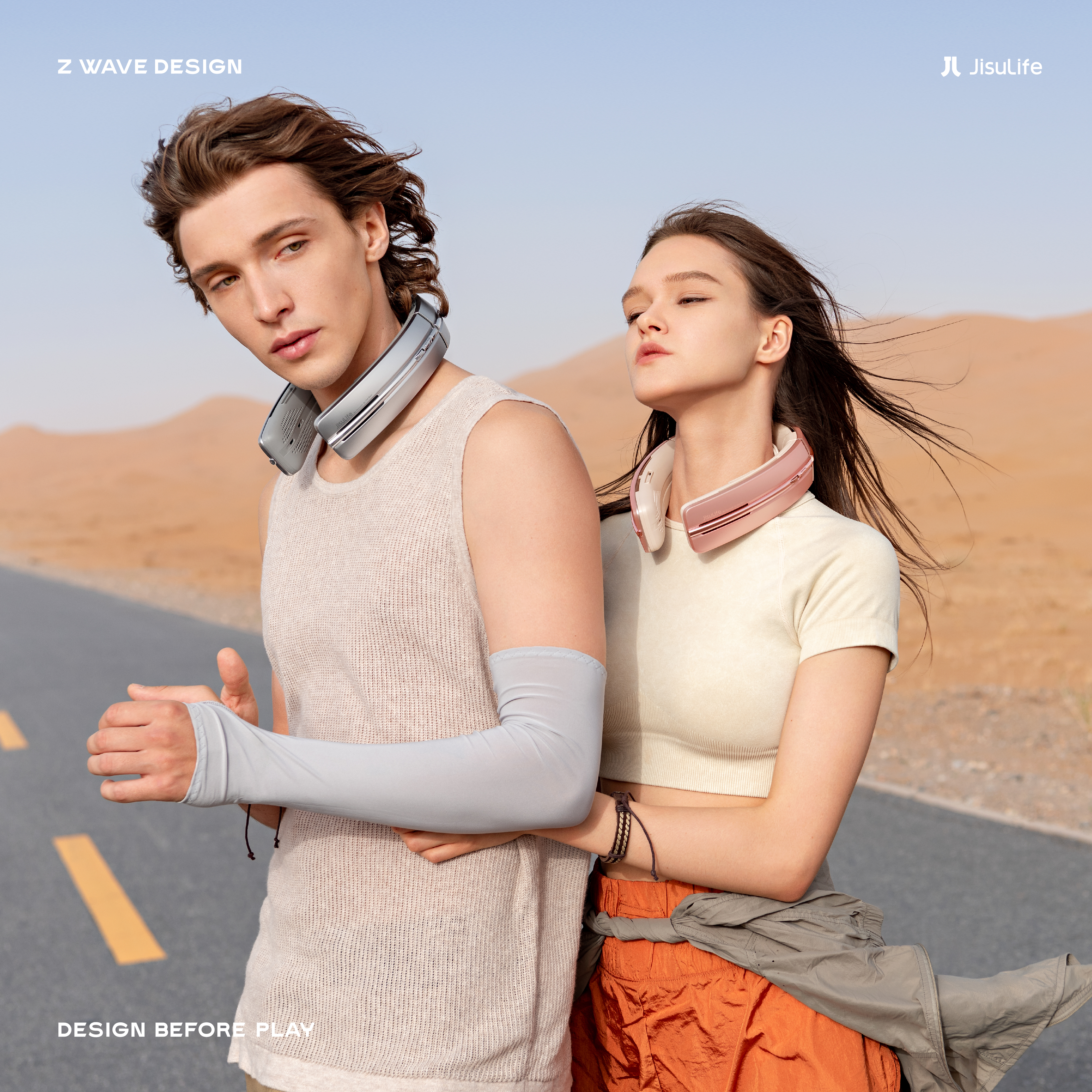 Several elements，Fan，outdoors，negative ion purification，product design，Back wave design，Hanging neck fan，Wearable design，