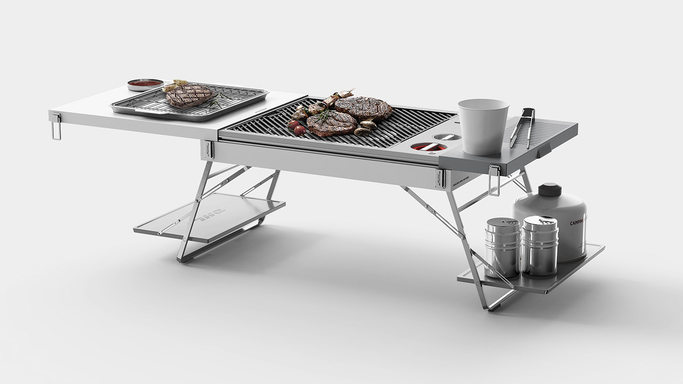 Camping grill，table，Outdoor equipment，Shelf_minimal，