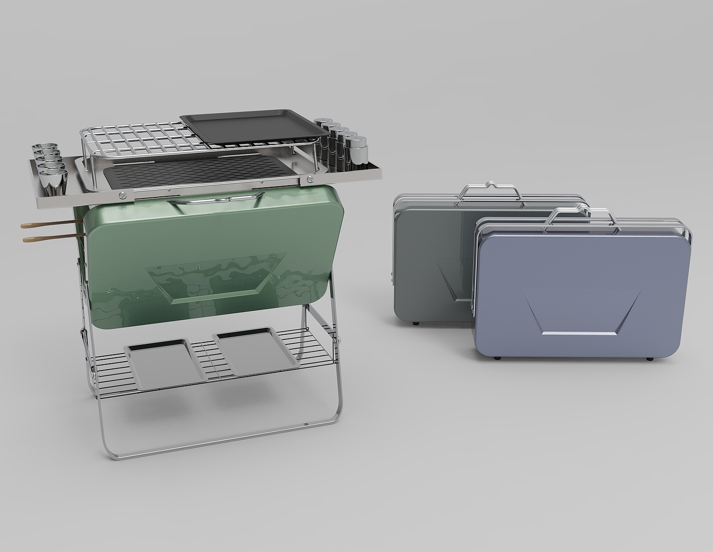 Camping, Product Design, Briefcase, Barbecue，