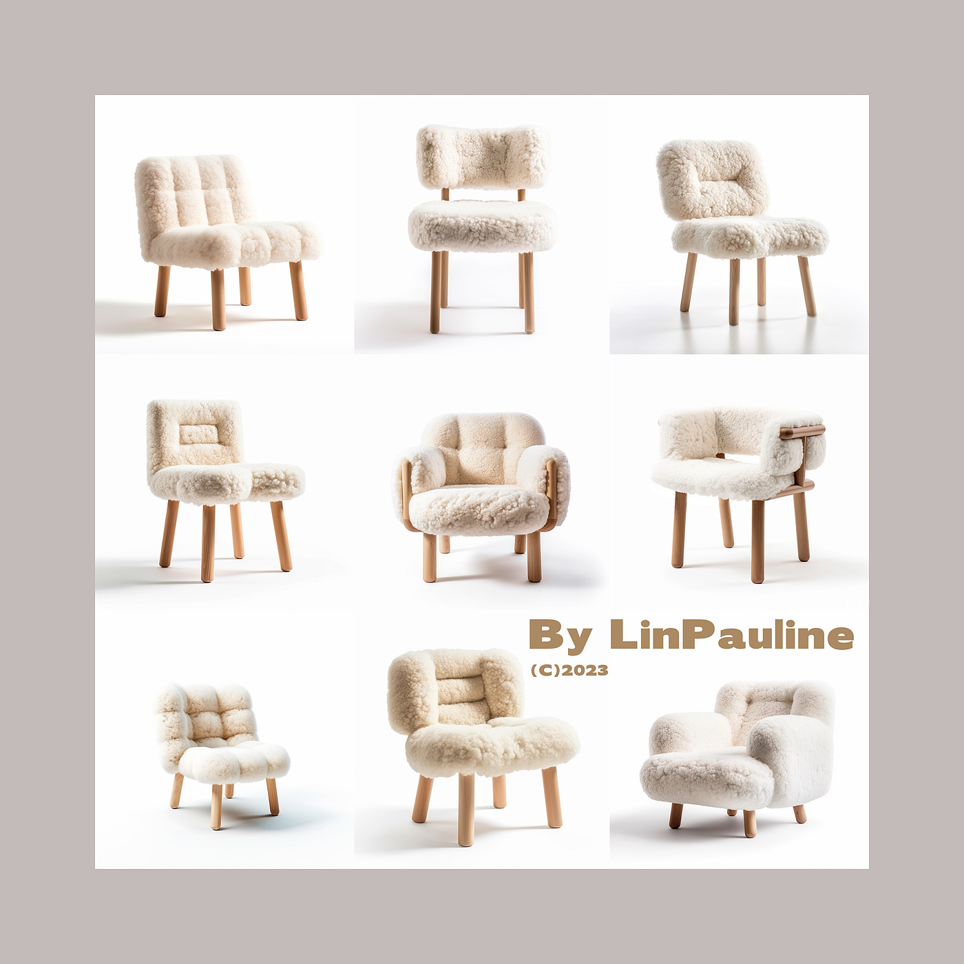 furniture design ，Single chair，Lamb cashmere，