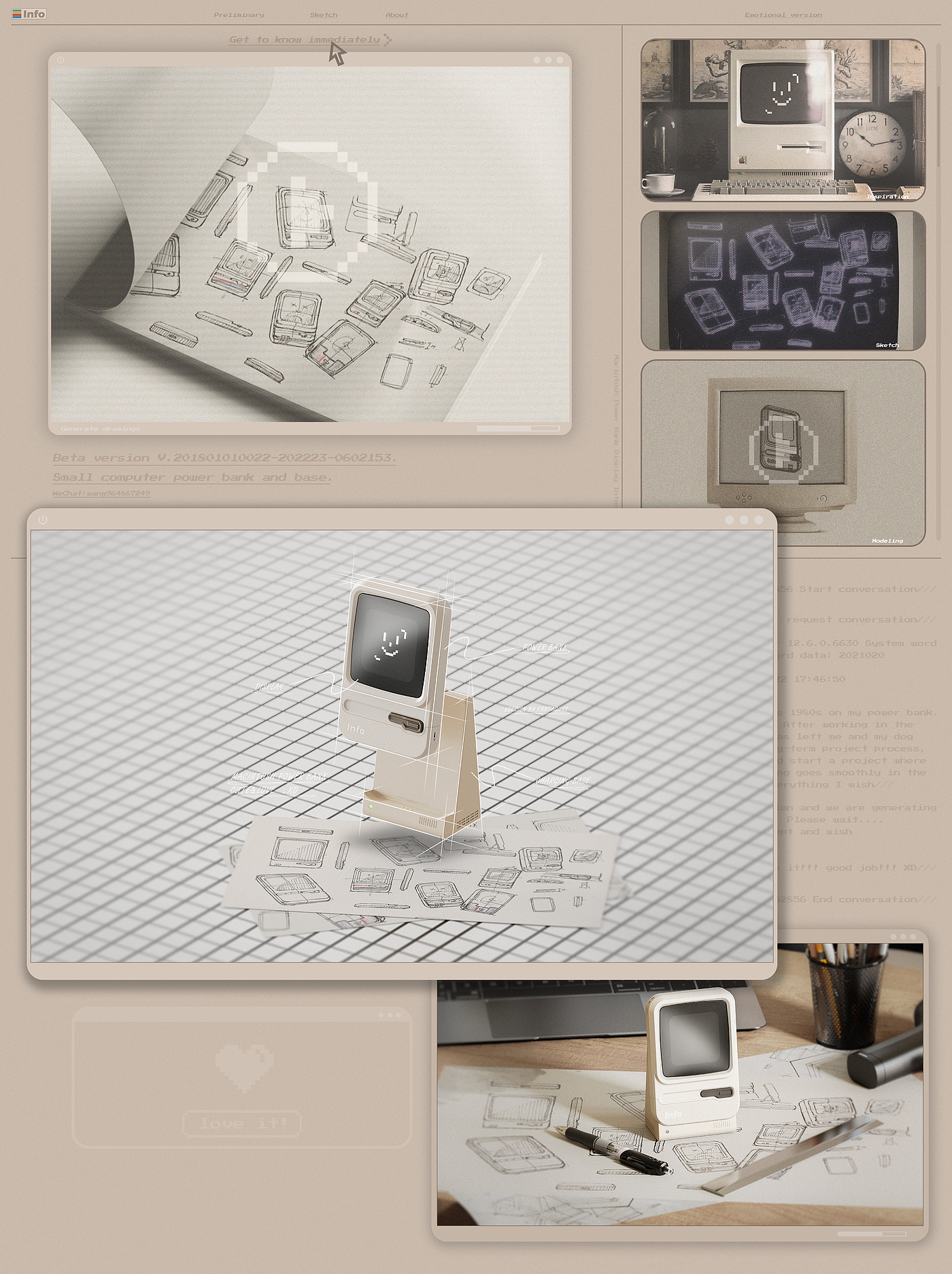 product design，Creative design，portable battery，Retro style，