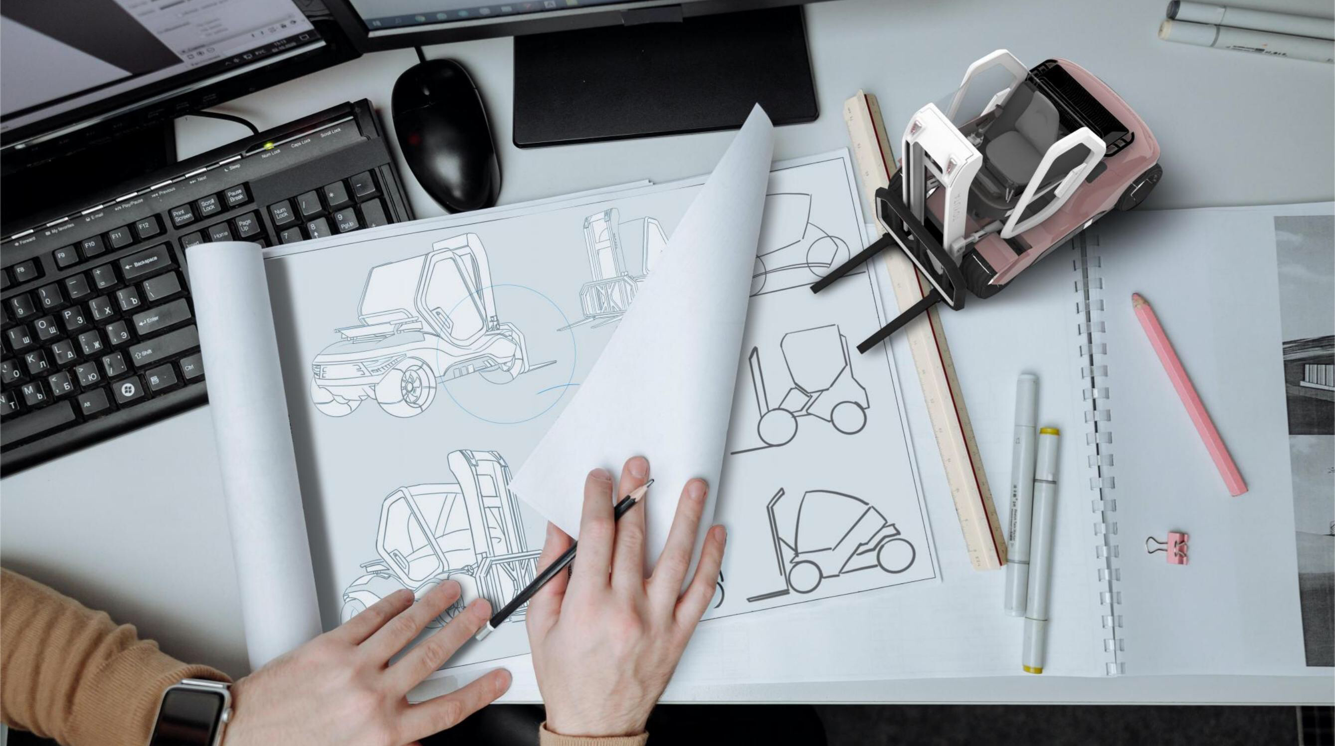 Engineering truck, forklift truck，