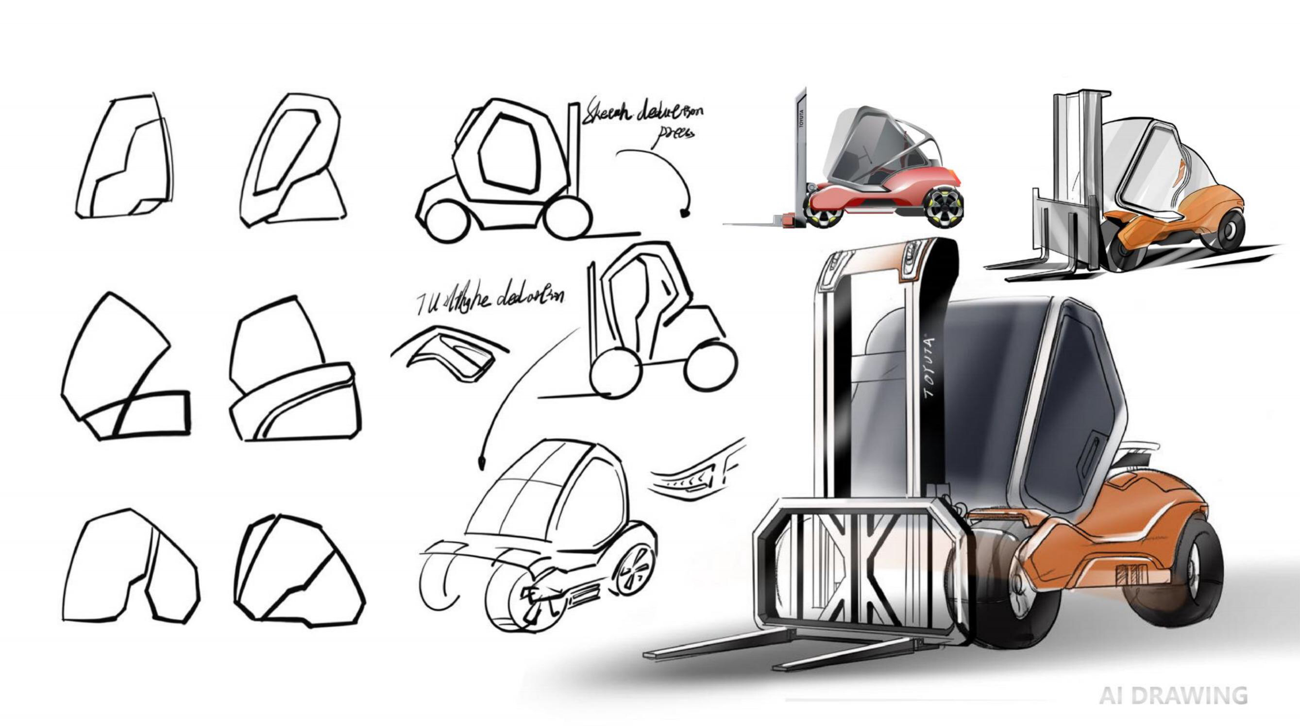 Engineering truck, forklift truck，