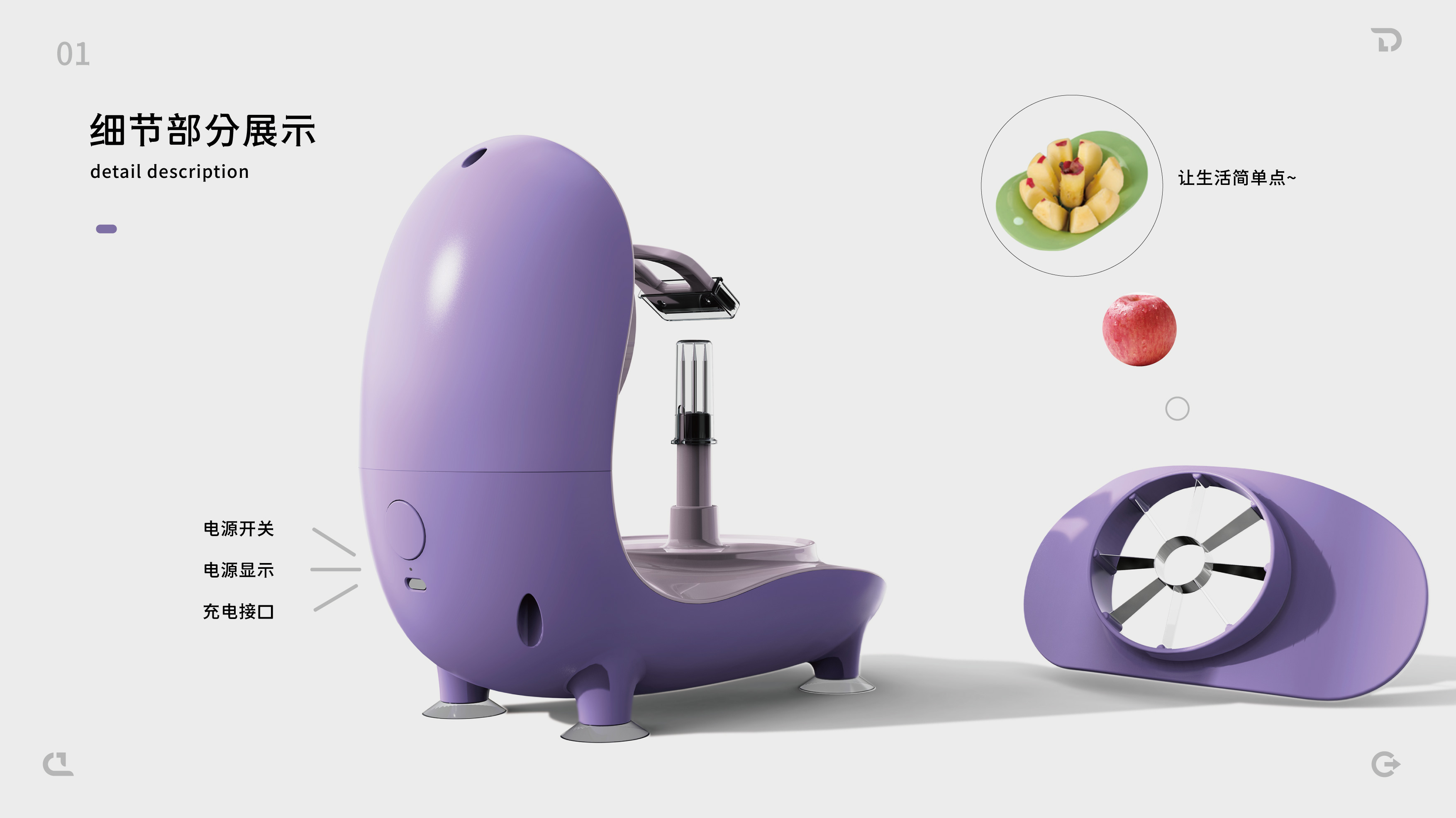 A peeler with fruit elements，