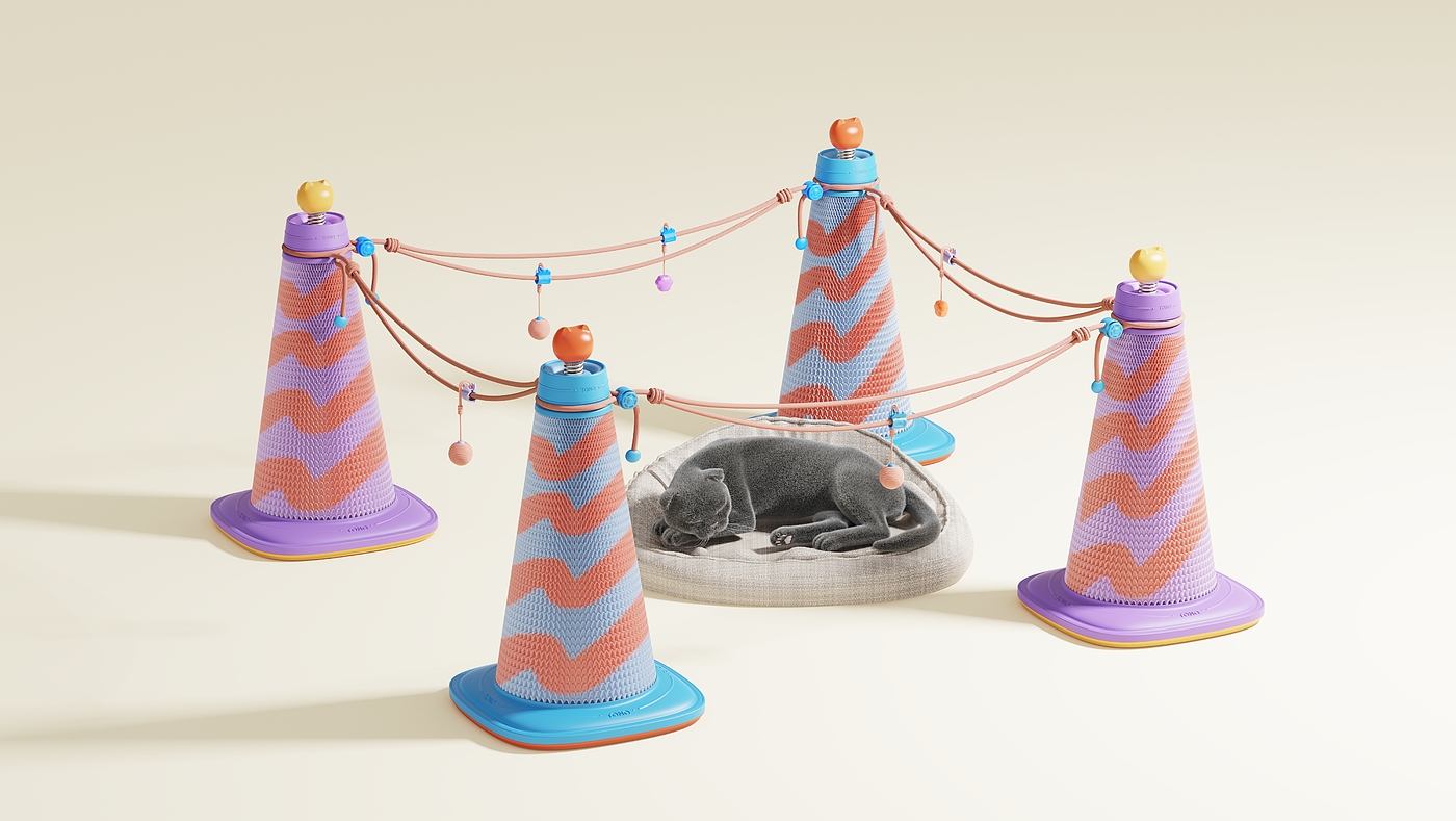 product design，industrial design，Pets，cat，Cat scratch board，original，keyshot，Render，