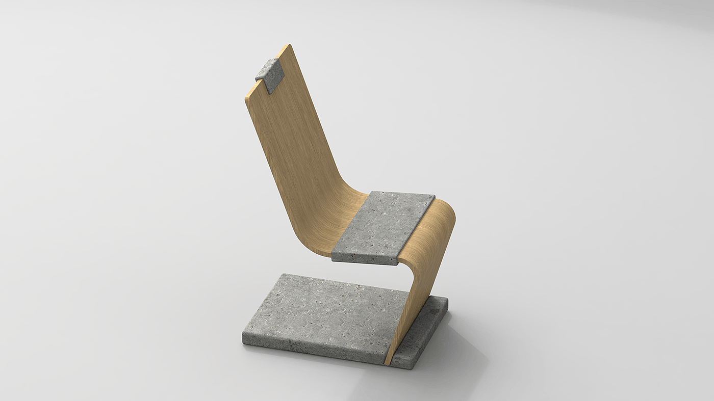 Wood+Stone Chair，椅子，家具，室内设计，