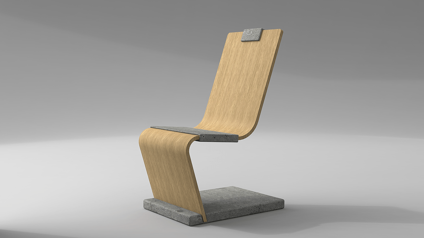 Wood+Stone Chair，椅子，家具，室内设计，