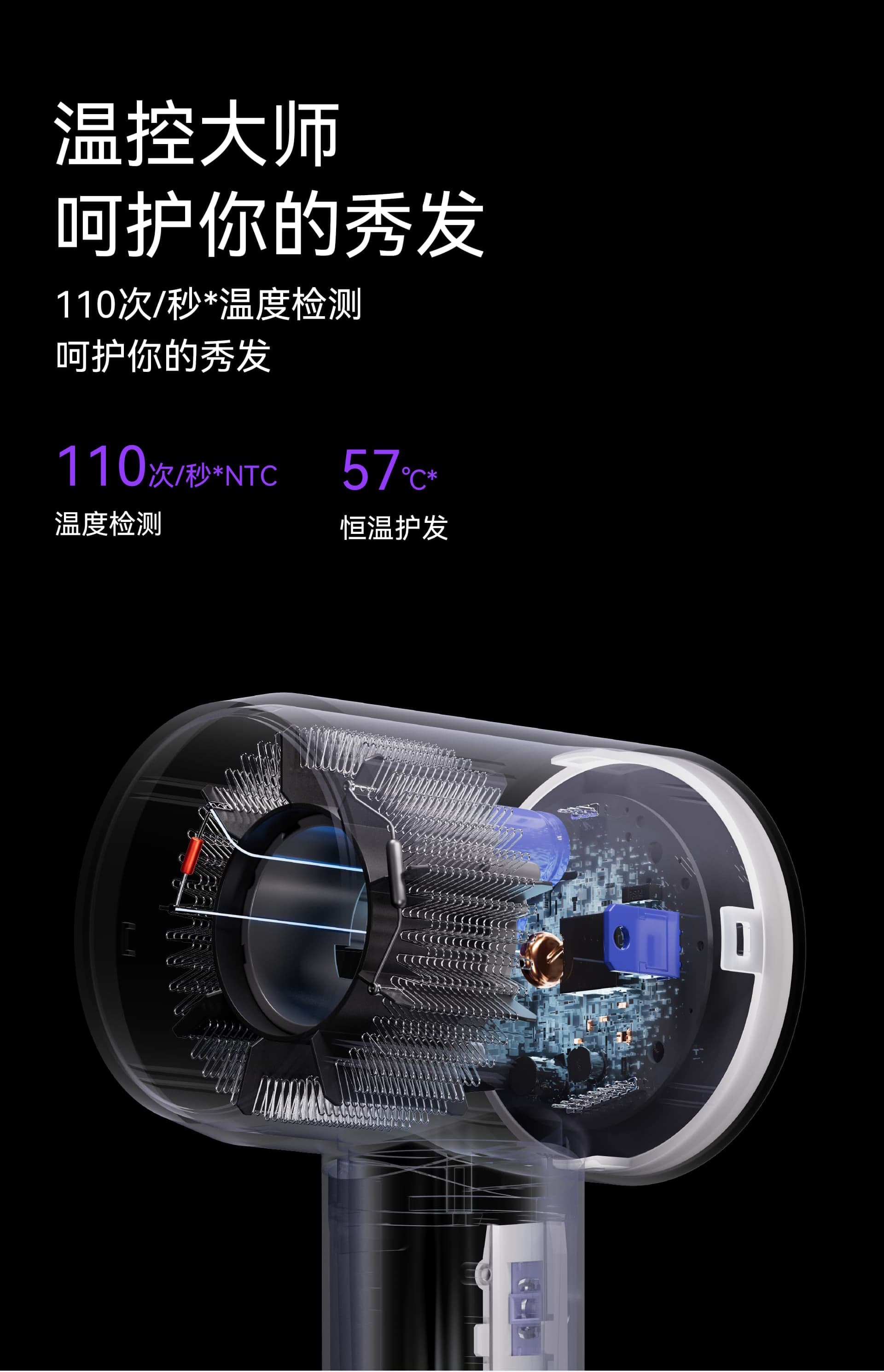 High speed hair dryer，hair drier，Intelligent products，Hongmeng Ecology，Tidal trend protection，Negative ion hair dryer，moscen，5% design，