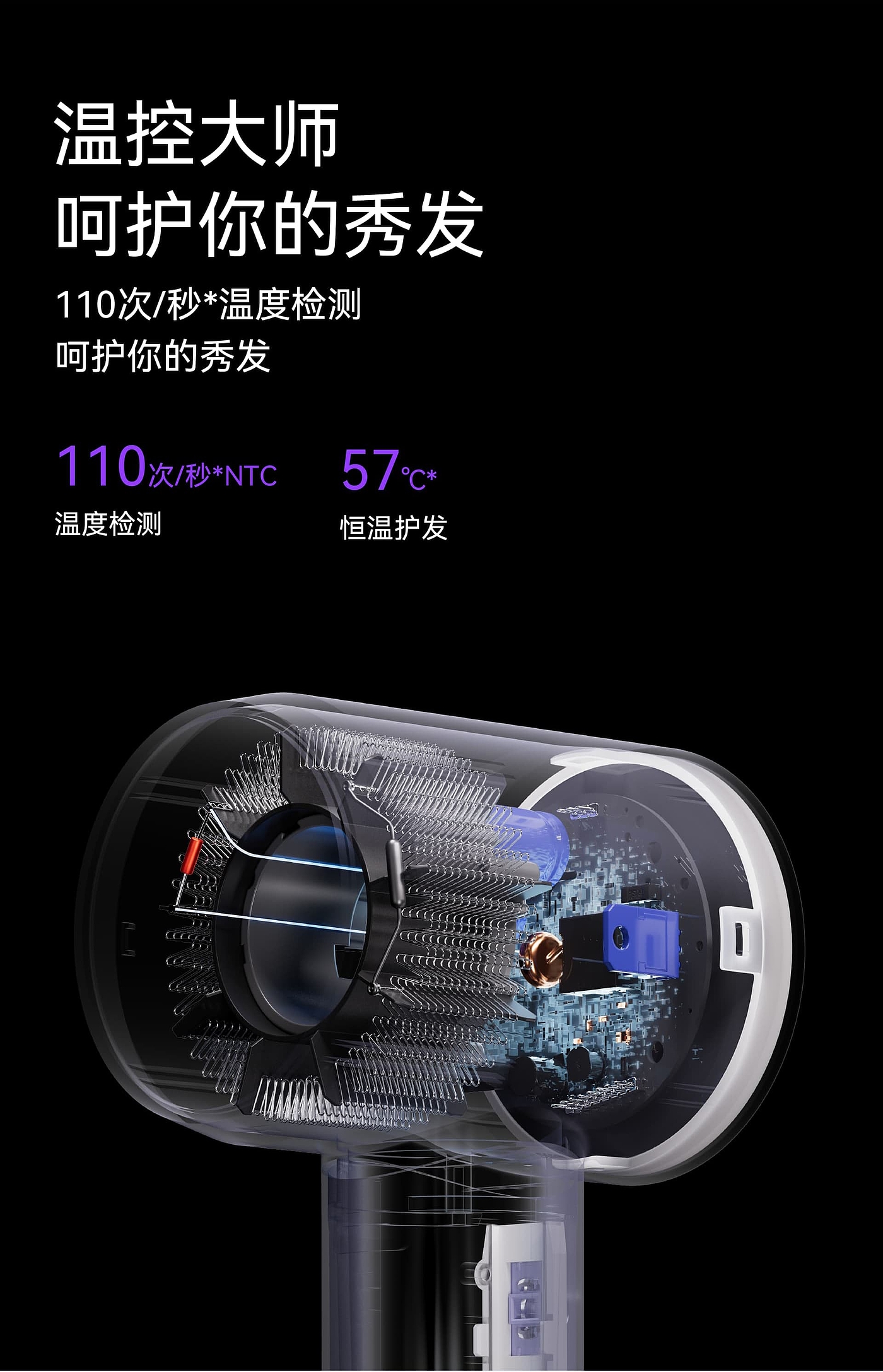 High speed hair dryer，hair drier，Intelligent products，Hongmeng Ecology，Tidal trend protection，Negative ion hair dryer，moscen，5% design，