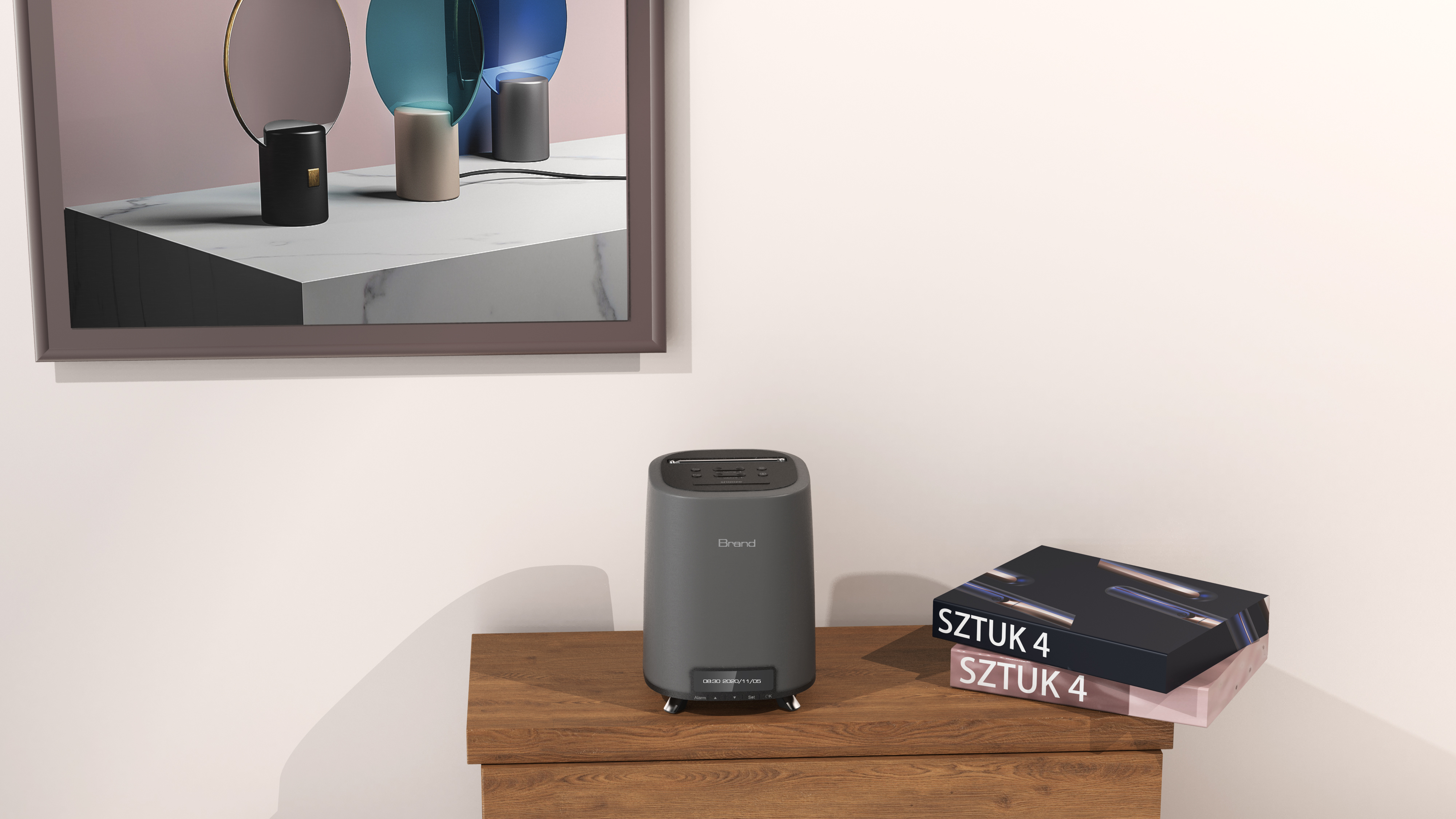 Multifunctional desk lamp, alarm clock, speaker, sense of home，