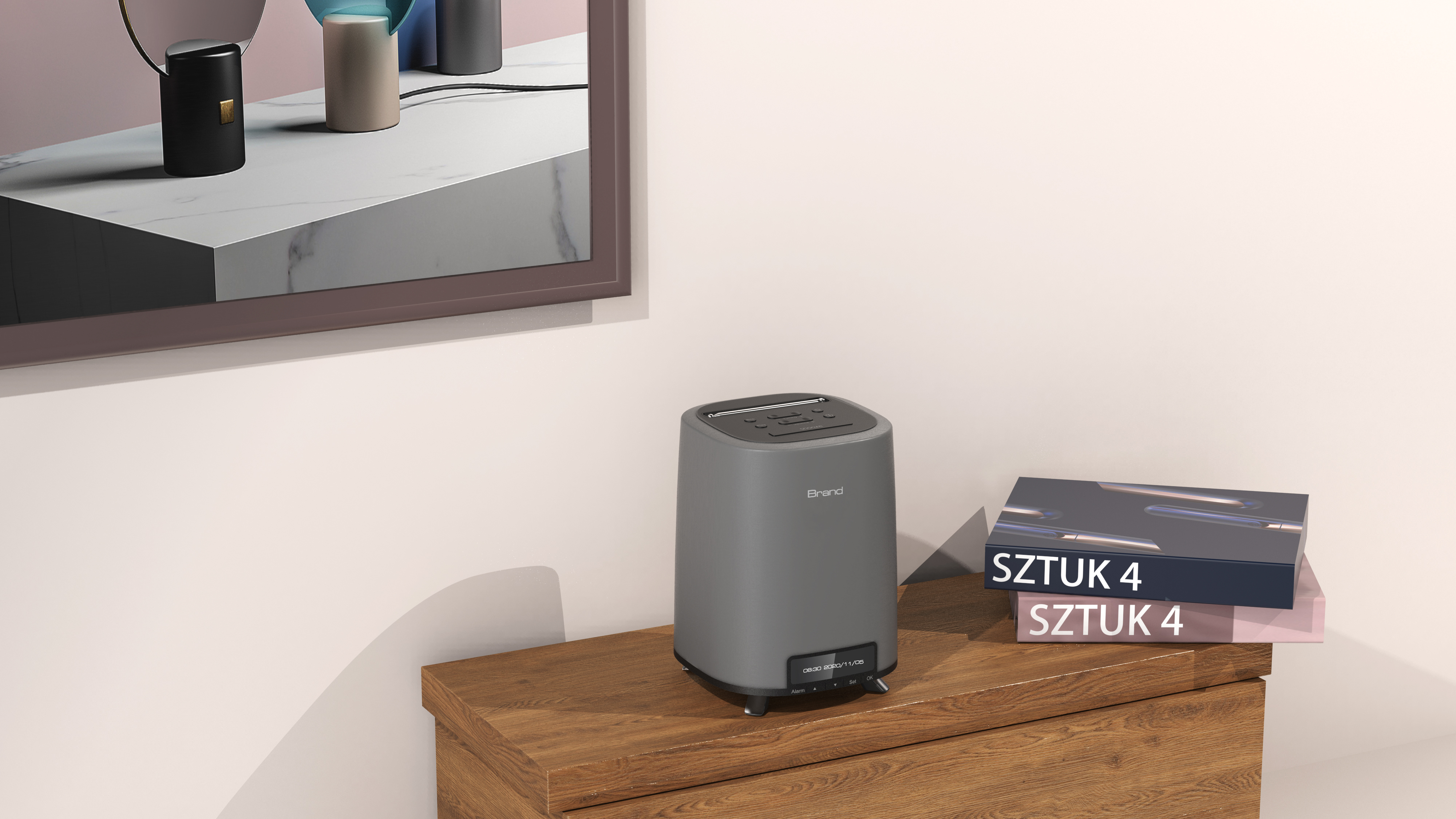 Multifunctional desk lamp, alarm clock, speaker, sense of home，