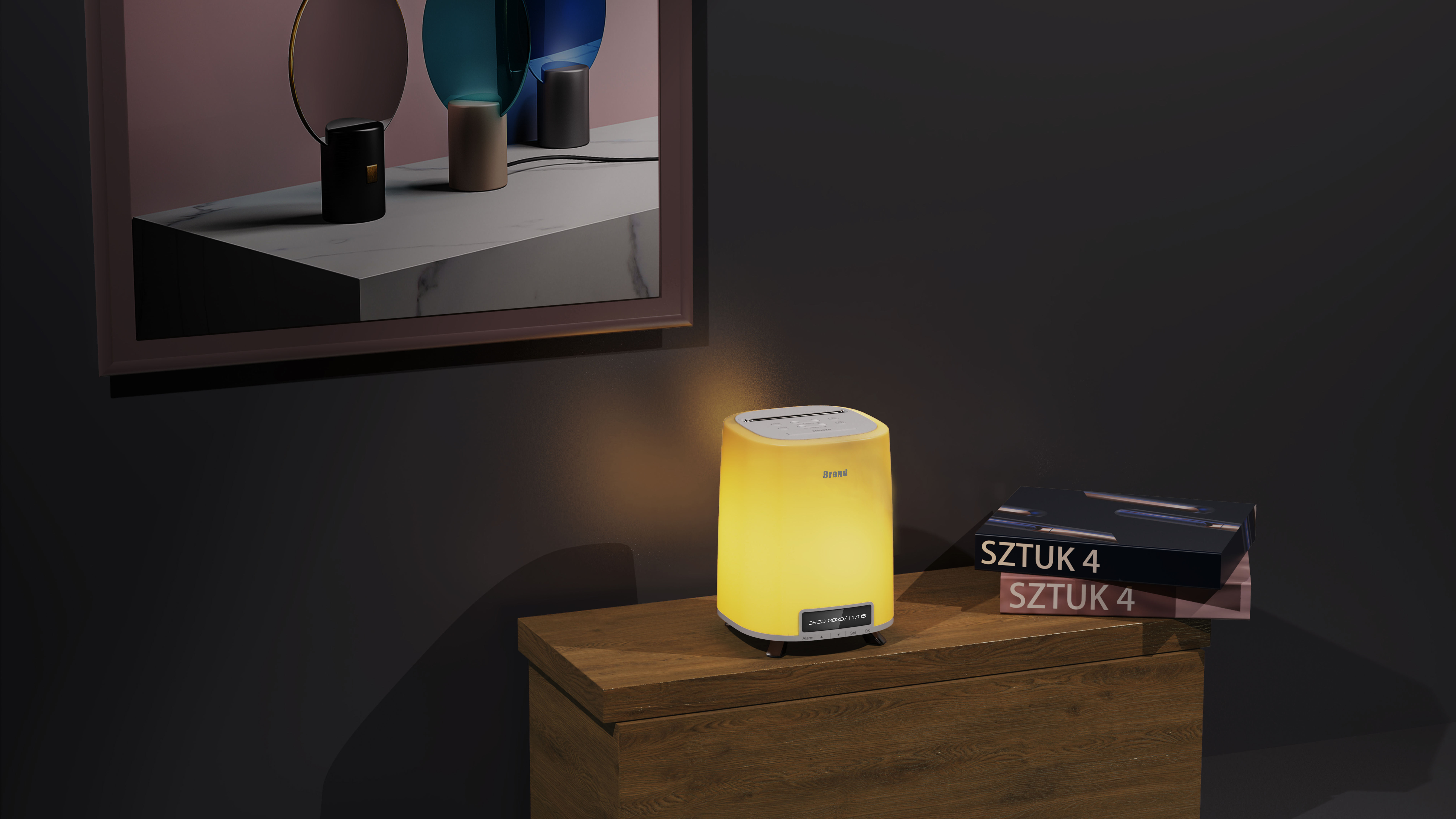 Multifunctional desk lamp, alarm clock, speaker, sense of home，