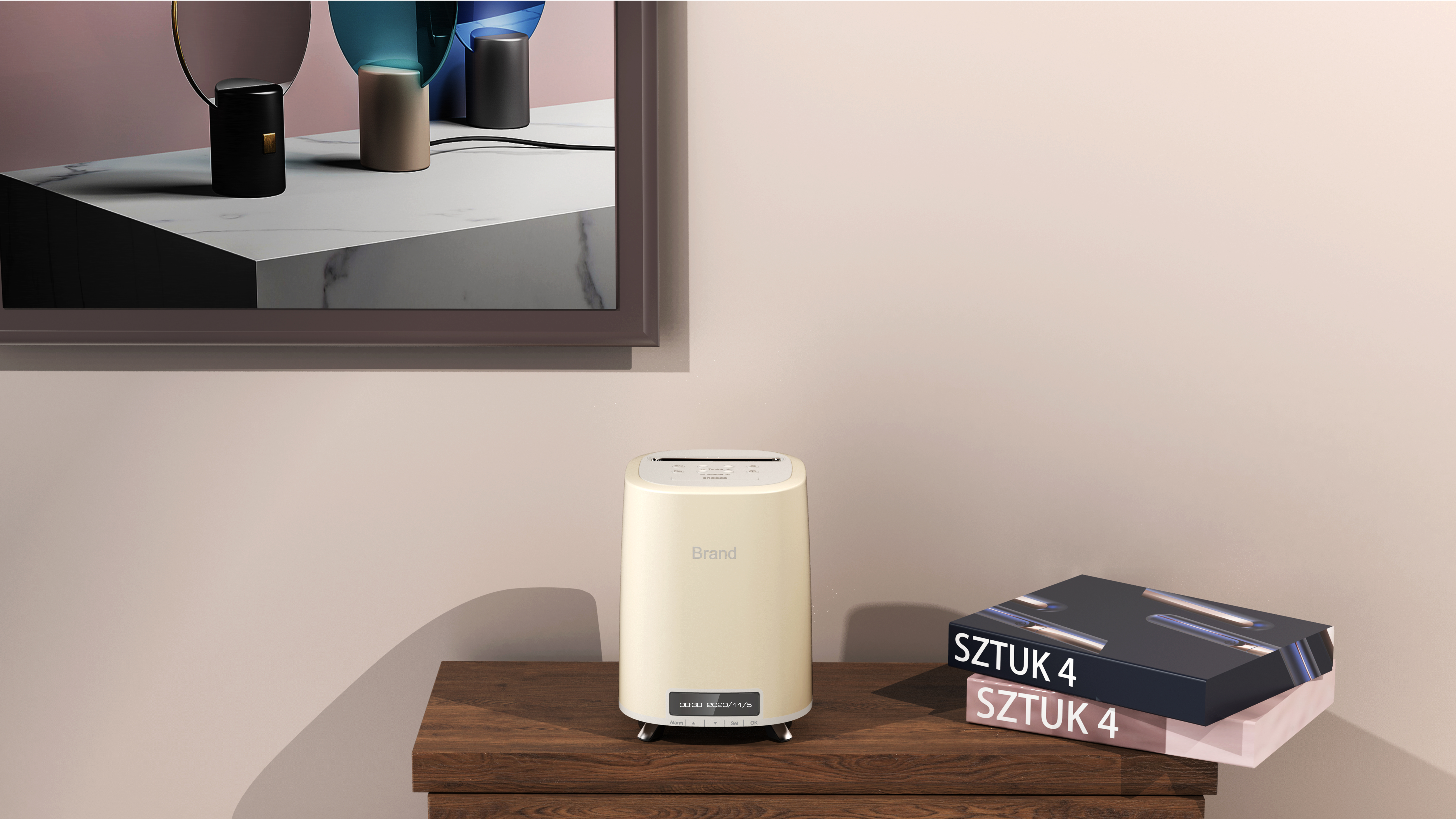 Multifunctional desk lamp, alarm clock, speaker, sense of home，