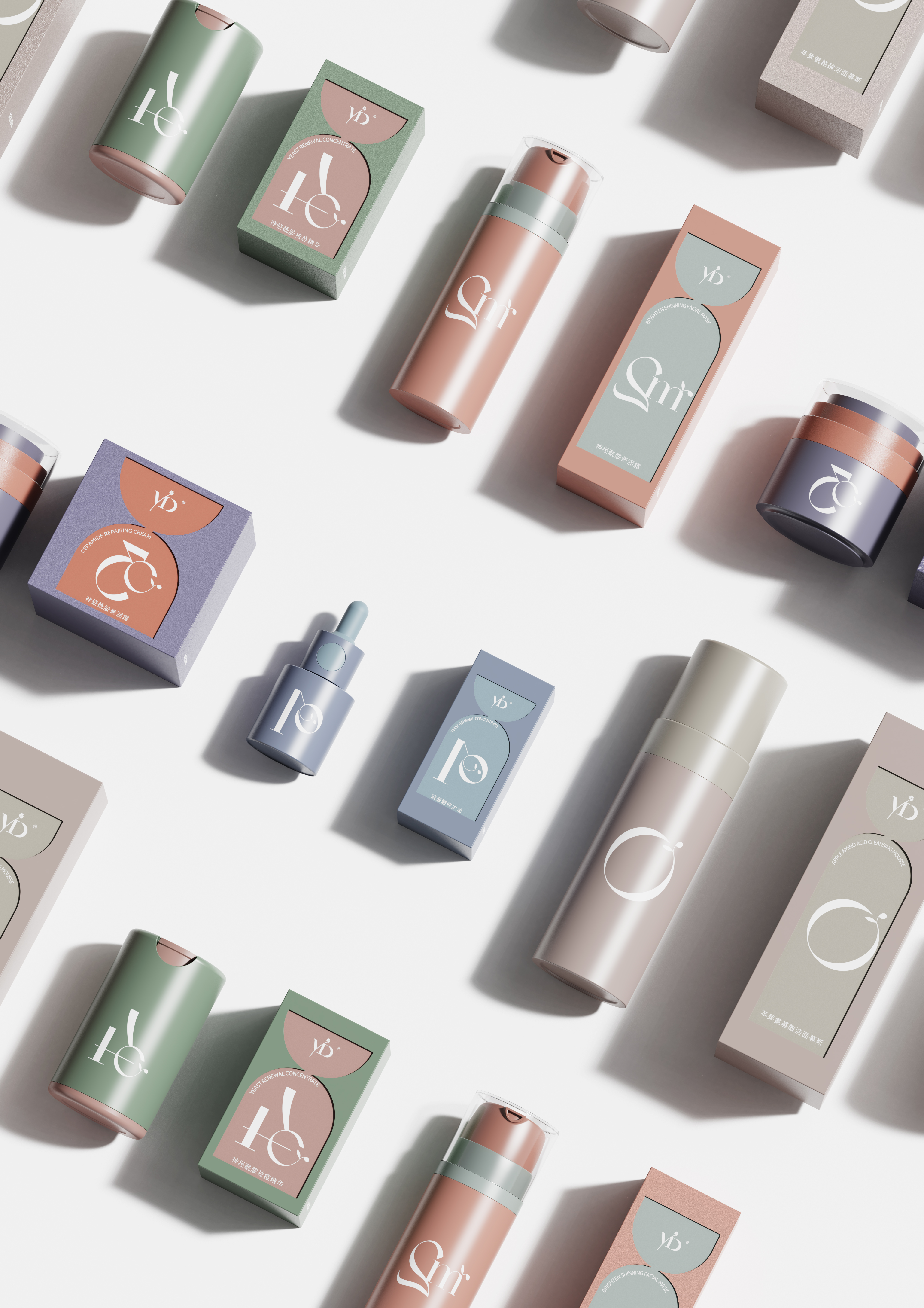 Skin Care Design，Cosmetic packaging，Medical beauty packaging，Efficacy of skin care，If award winning works，packing design，Molandi Packaging，New consumption，