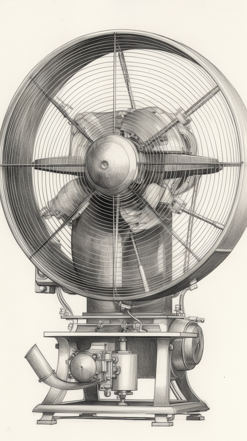 electric fan，a design chart，Concept renderings，sense of lighting atmosphere，