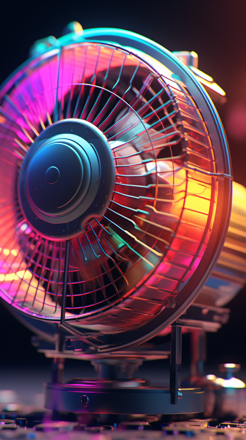 electric fan，a design chart，Concept renderings，sense of lighting atmosphere，