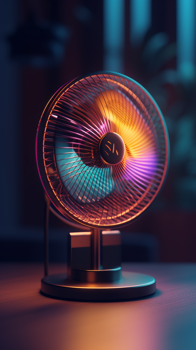 electric fan，a design chart，Concept renderings，sense of lighting atmosphere，