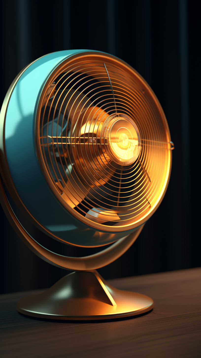electric fan，a design chart，Concept renderings，sense of lighting atmosphere，