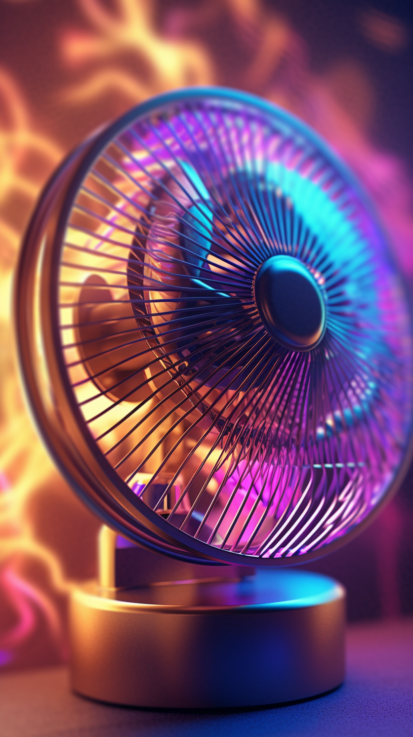 electric fan，a design chart，Concept renderings，sense of lighting atmosphere，
