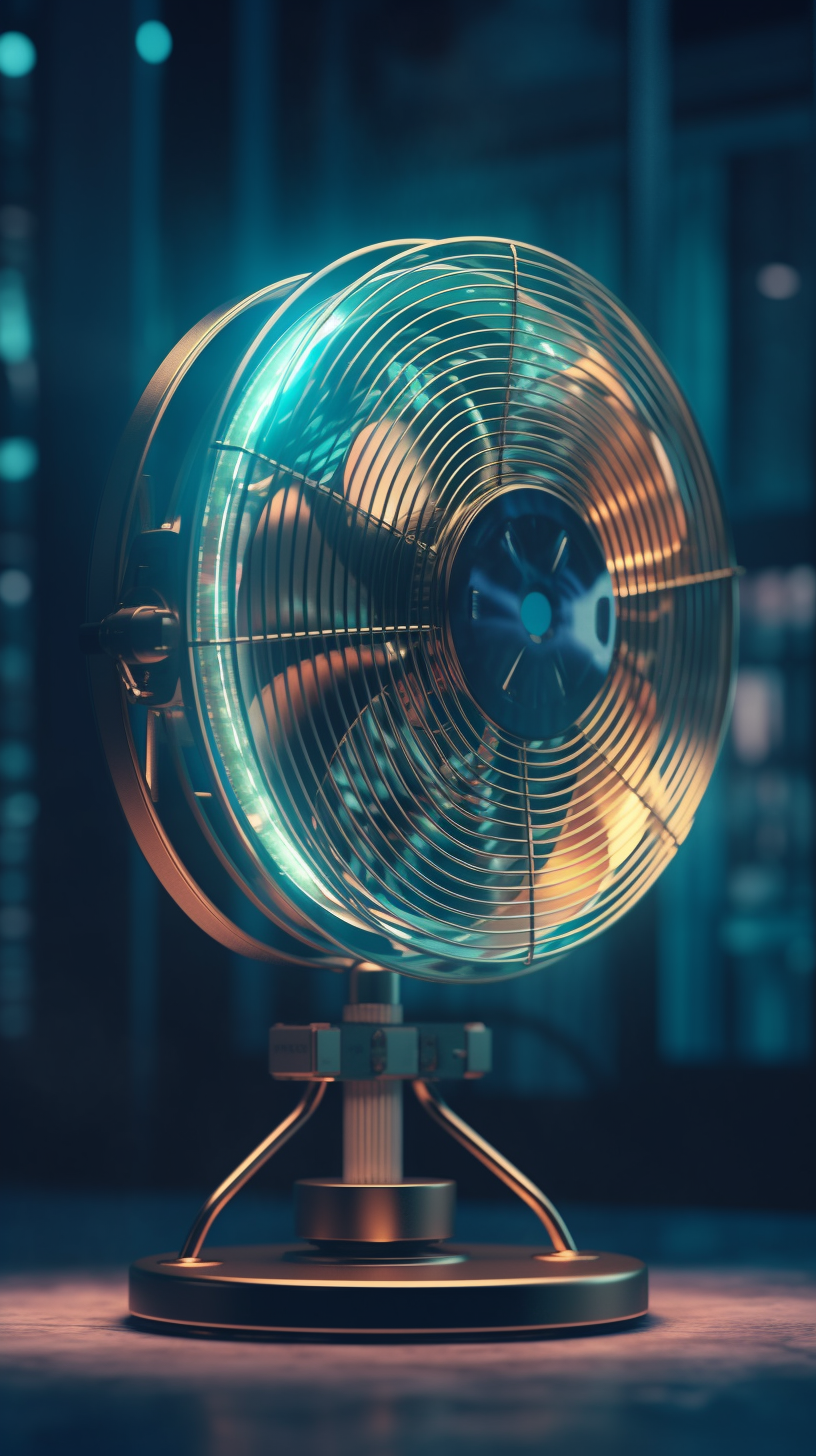 electric fan，a design chart，Concept renderings，sense of lighting atmosphere，