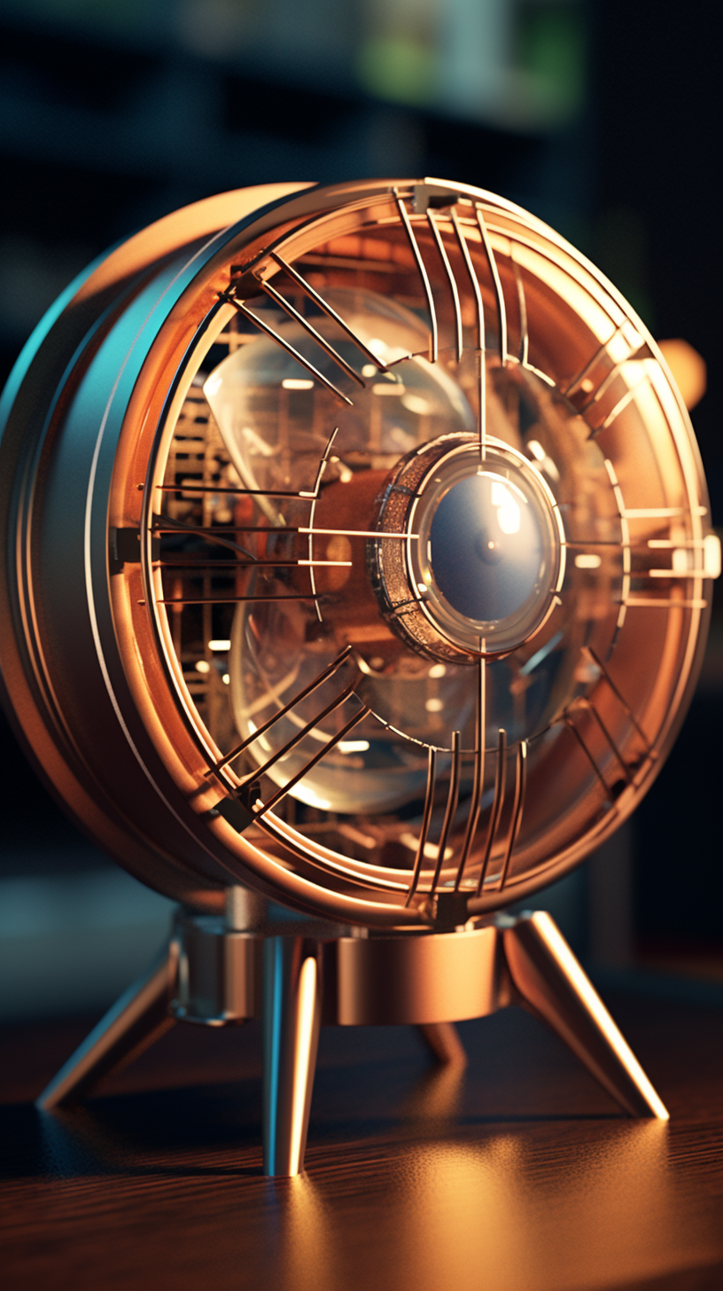 electric fan，a design chart，Concept renderings，sense of lighting atmosphere，