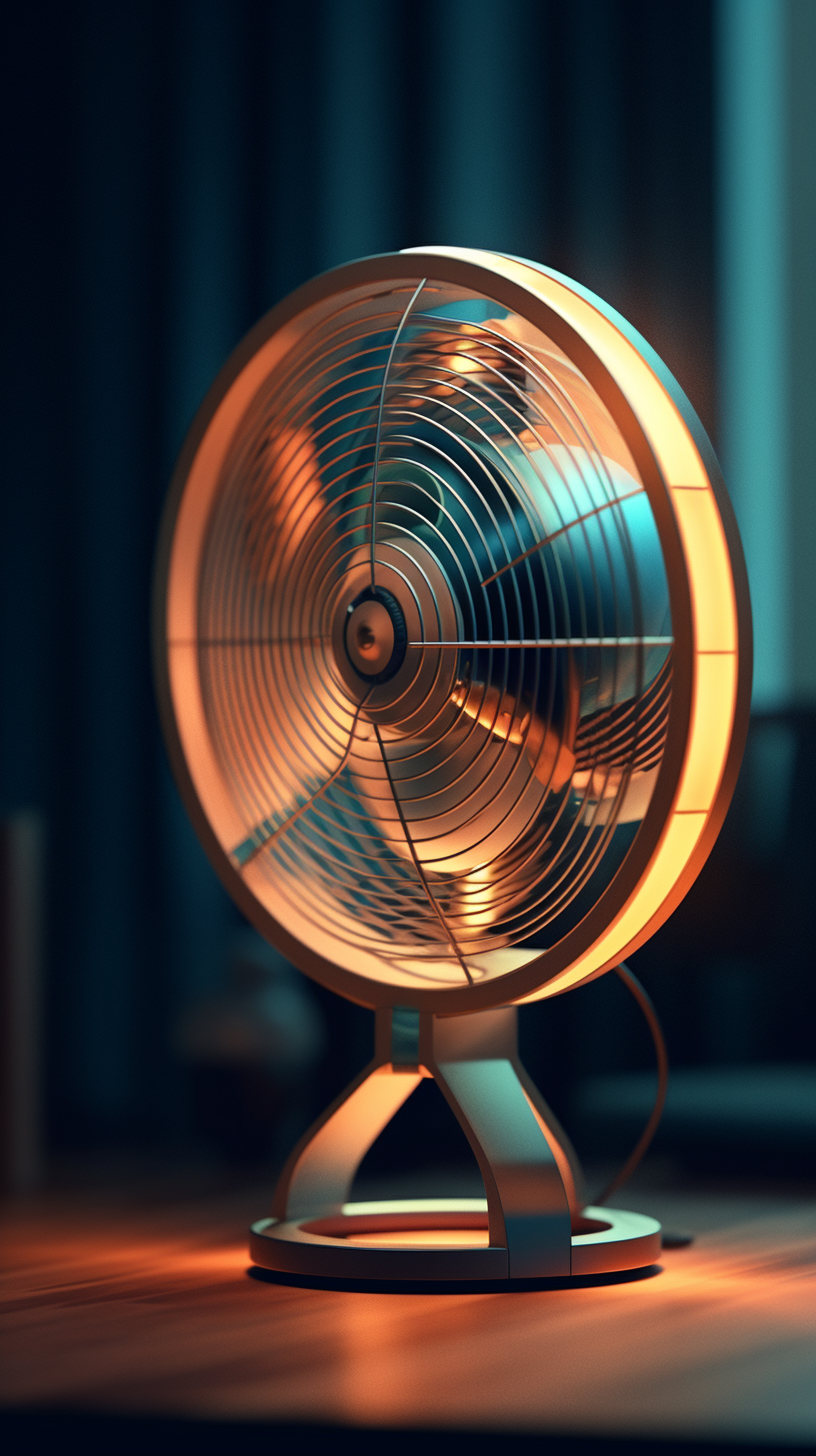 electric fan，a design chart，Concept renderings，sense of lighting atmosphere，