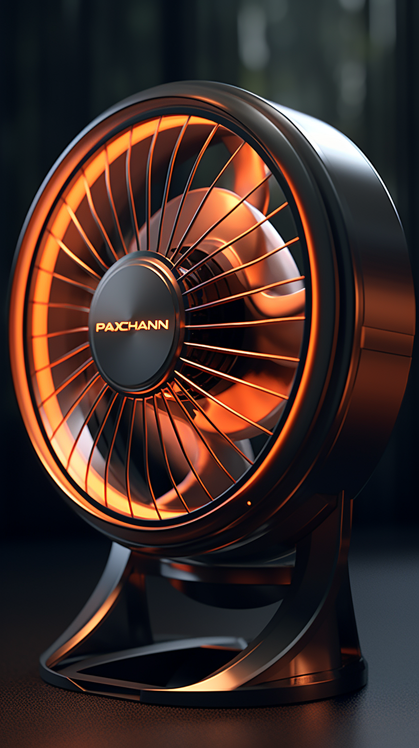 electric fan，a design chart，Concept renderings，sense of lighting atmosphere，