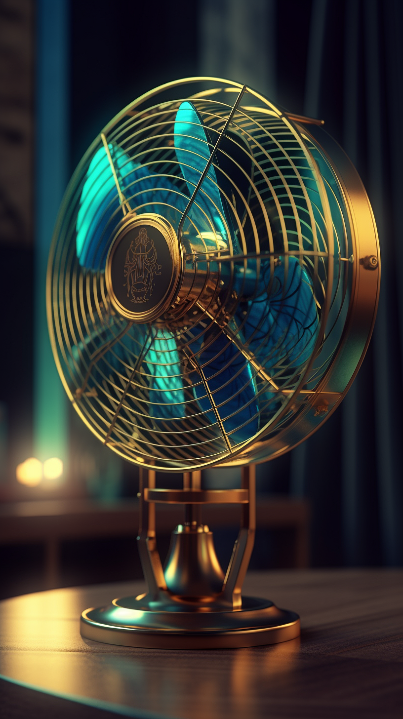 electric fan，a design chart，Concept renderings，sense of lighting atmosphere，