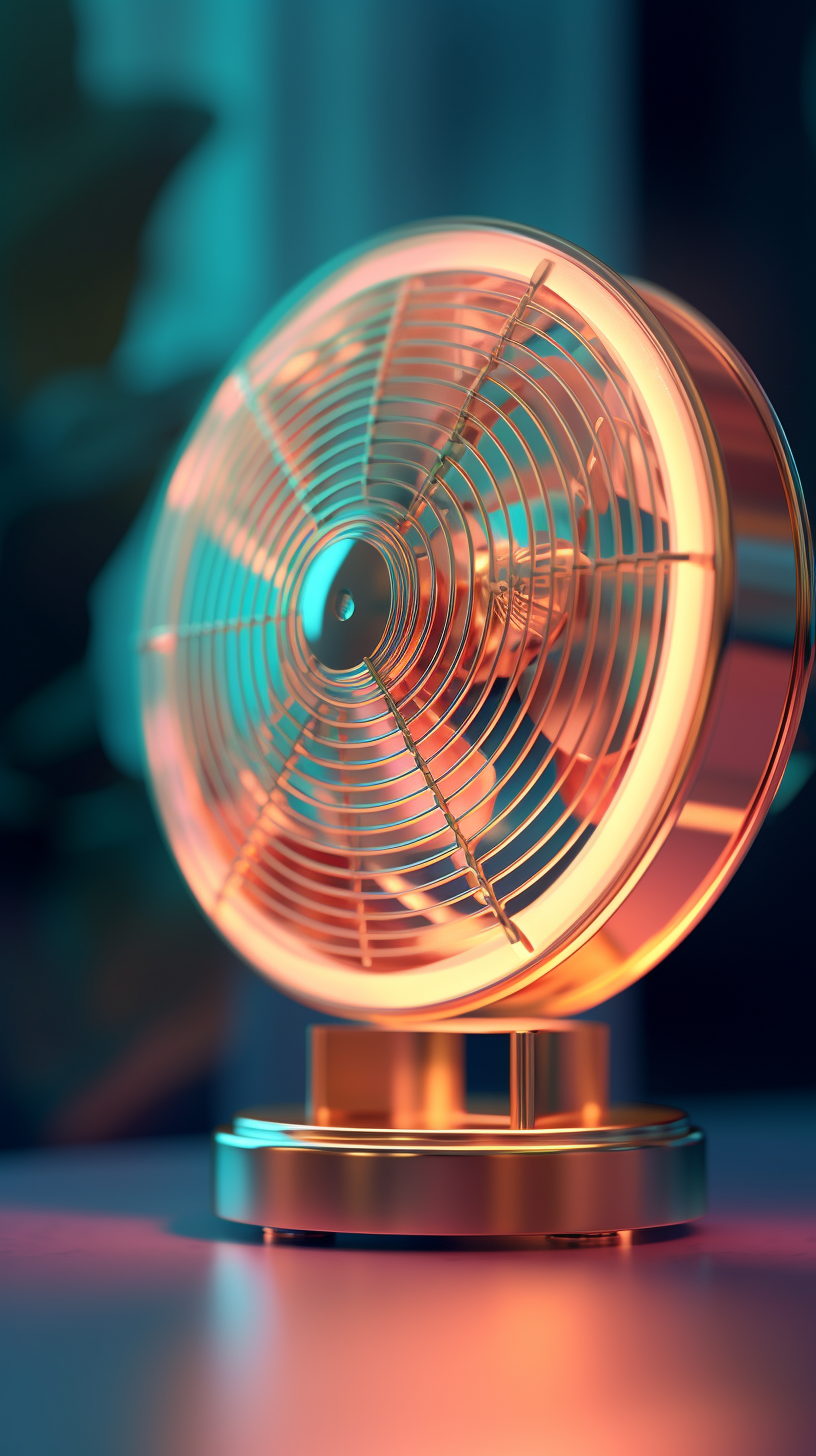 electric fan，a design chart，Concept renderings，sense of lighting atmosphere，