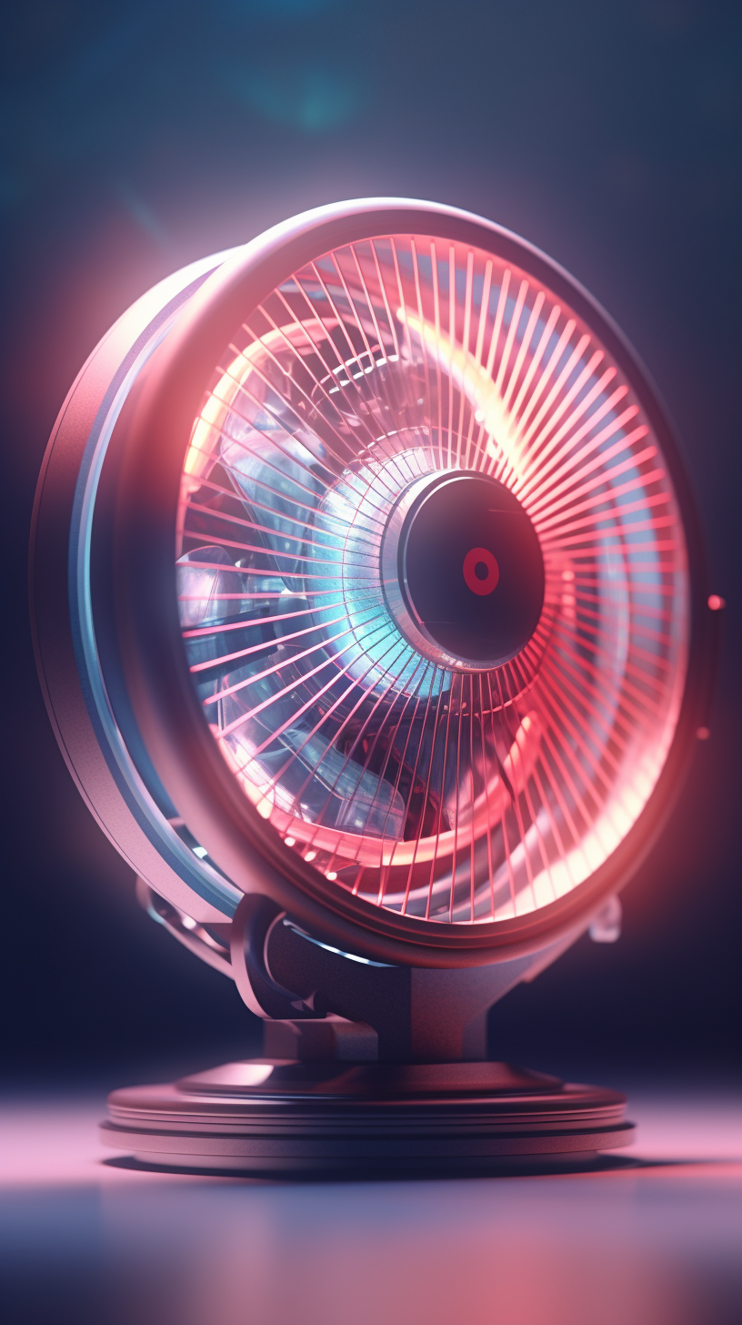 electric fan，a design chart，Concept renderings，sense of lighting atmosphere，