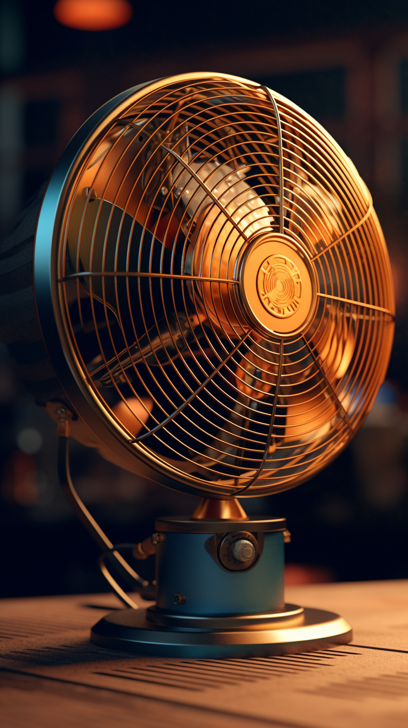 electric fan，a design chart，Concept renderings，sense of lighting atmosphere，