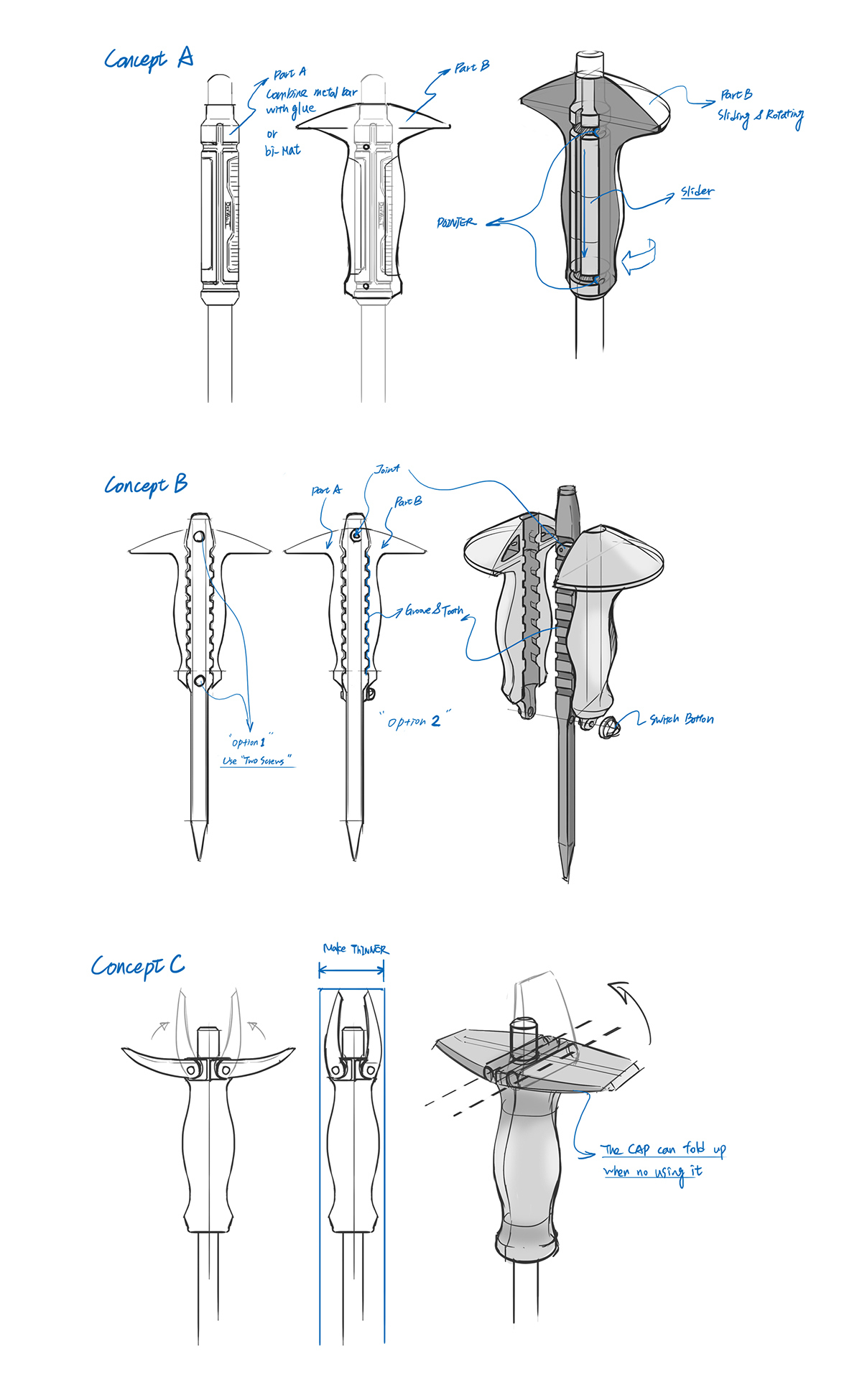 industrial design，product design，tool，conceptual design，Ice chisel，sketch，