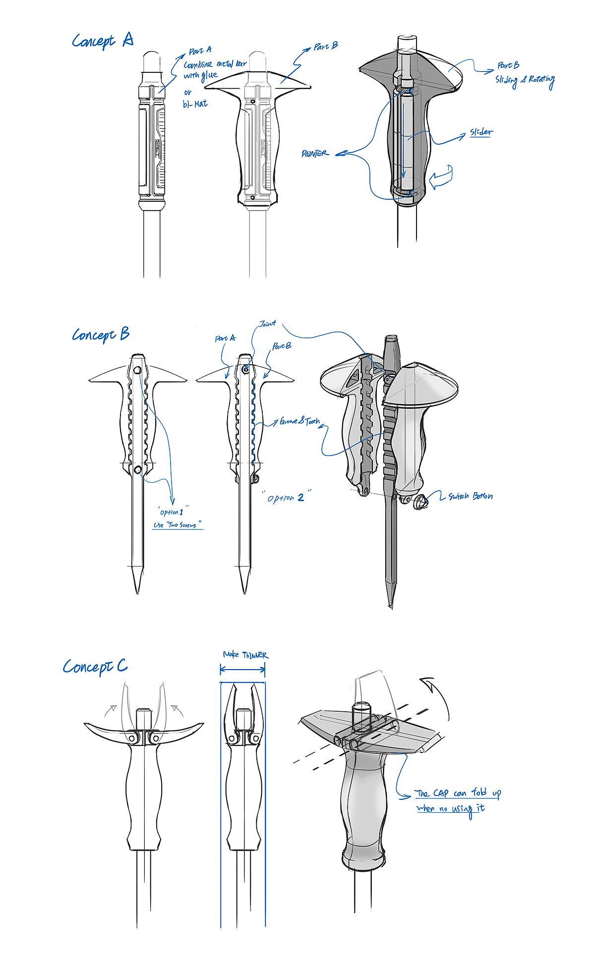 industrial design，product design，tool，conceptual design，Ice chisel，sketch，