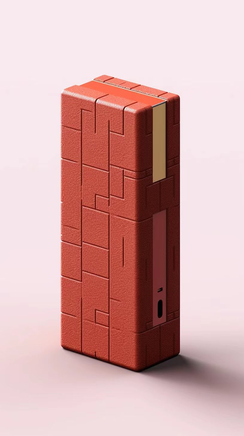 Appearance design of power bank，red brick，Combination of building materials and electronic products，