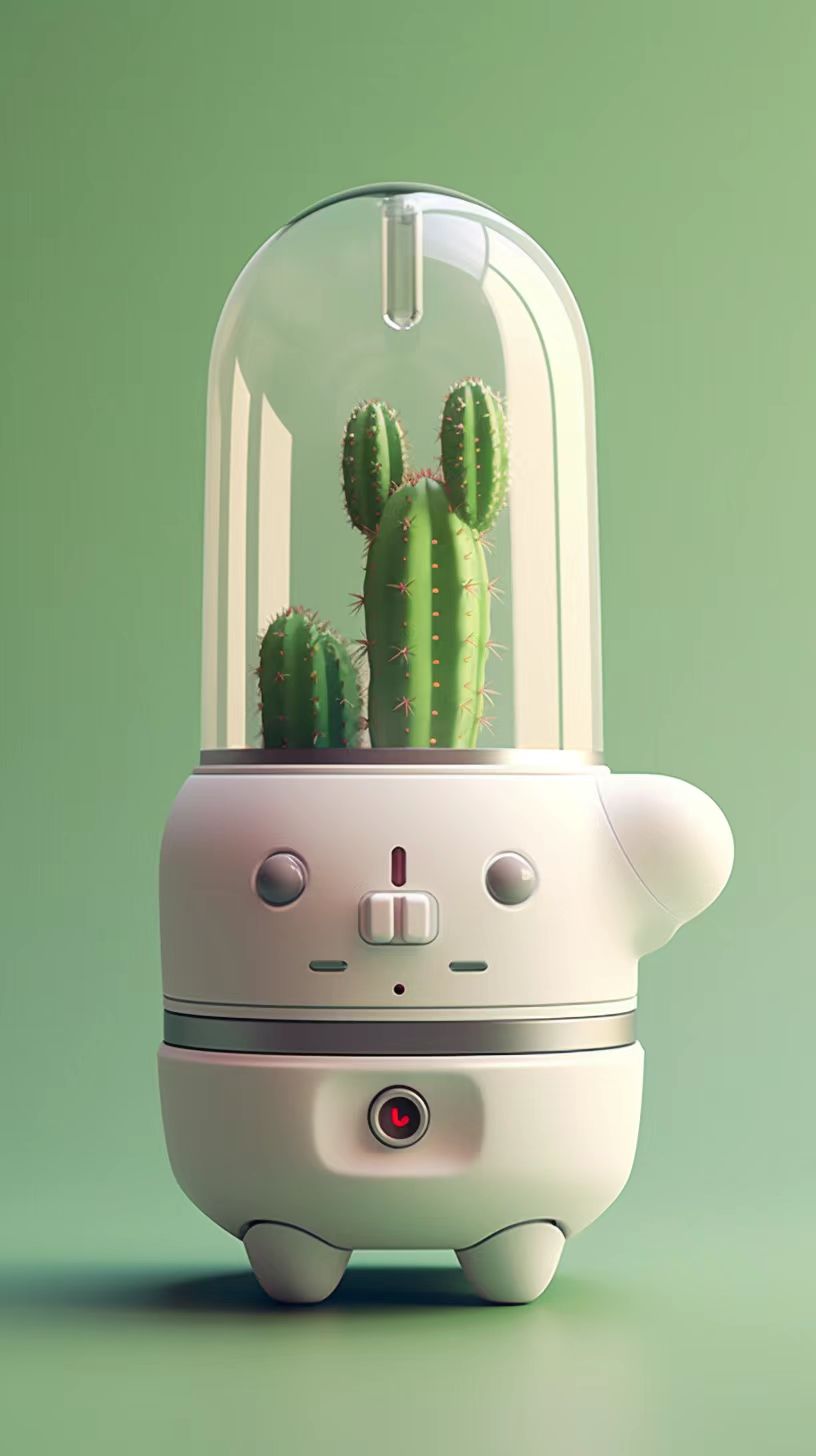 Humidifier，conceptual design，Green plants，combination，White products，